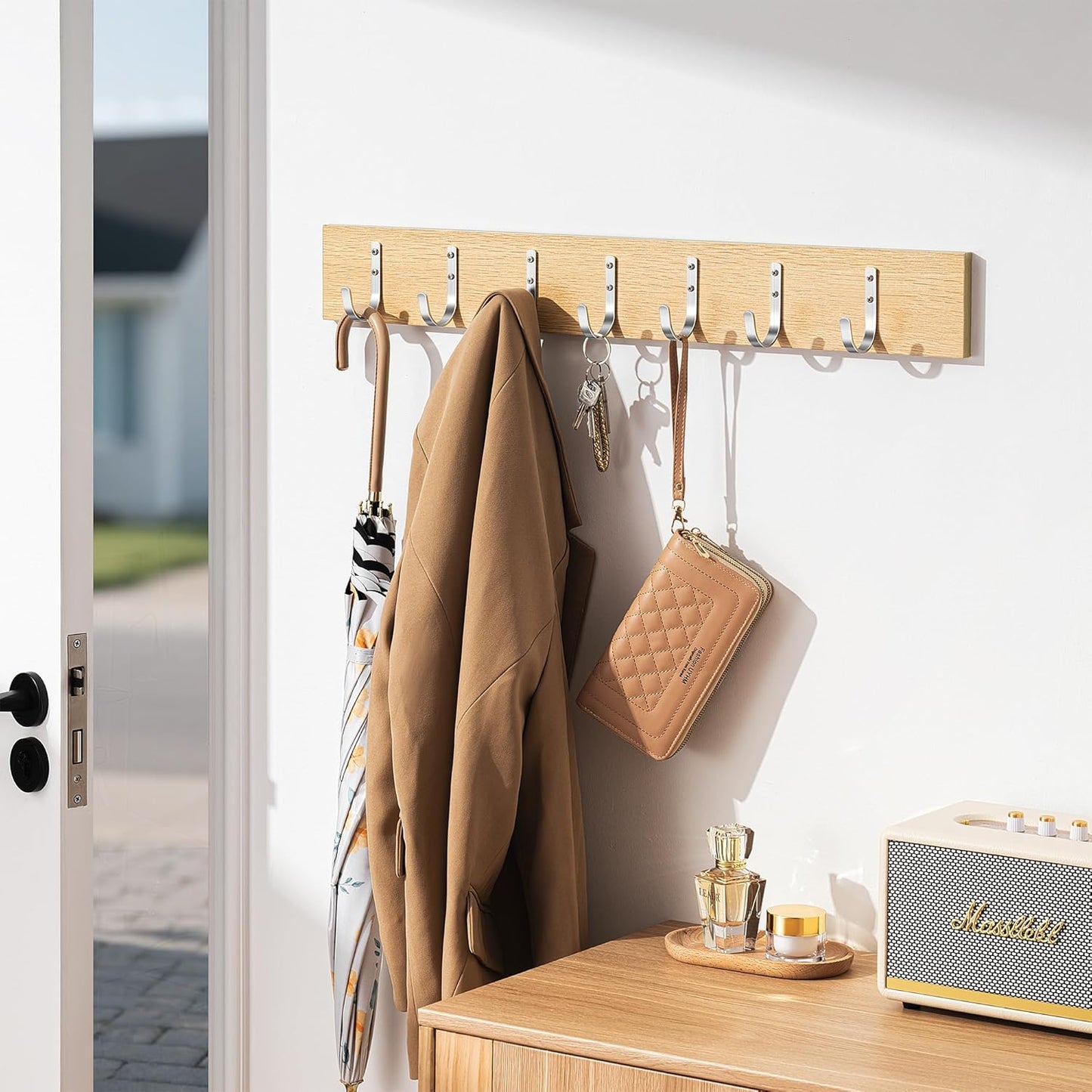 Wall Hooks for Hanging Towel/Coat - 22LB Screw in Metal Hanger Wall Mount, for Outdoor, Closet, Door, Bathrooms, for Backpack, Robe, Silver 5 Pack