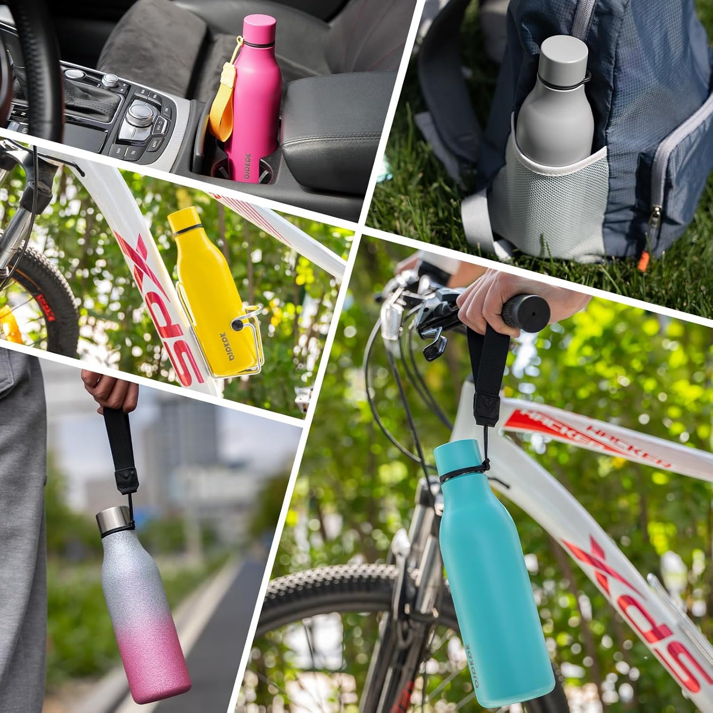 BJPKPK Insulated Water Bottles, 12oz Stainless Steel Metal Water Bottle with Strap, BPA Free Leak Proof Thermos, Mugs, Flasks, Reusable Water Bottle for Sports & Travel, Forest Green