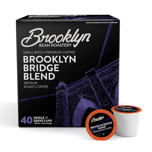Brooklyn Beans Brooklyn Bridge Blend Gourmet Coffee - Compatible with Keurig 2.0 K Cup Brewers, 40 Count, Rich and Bold Medium Roast