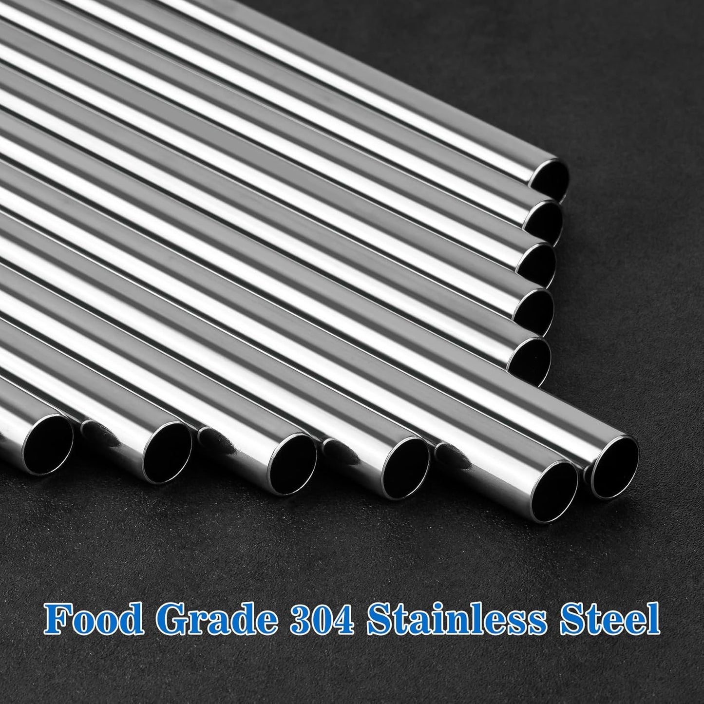 Tomorotec 30oz Straws, 11" Stainless Steel Straw 14PCS for 30oz Stanley Tumbler, 0.35"/9mm Diameter Sleek Metallic Finish- 7 Straight, 7 Bent Straws & 2 Brushes, Dishwasher Safe, 304 Food-Grade