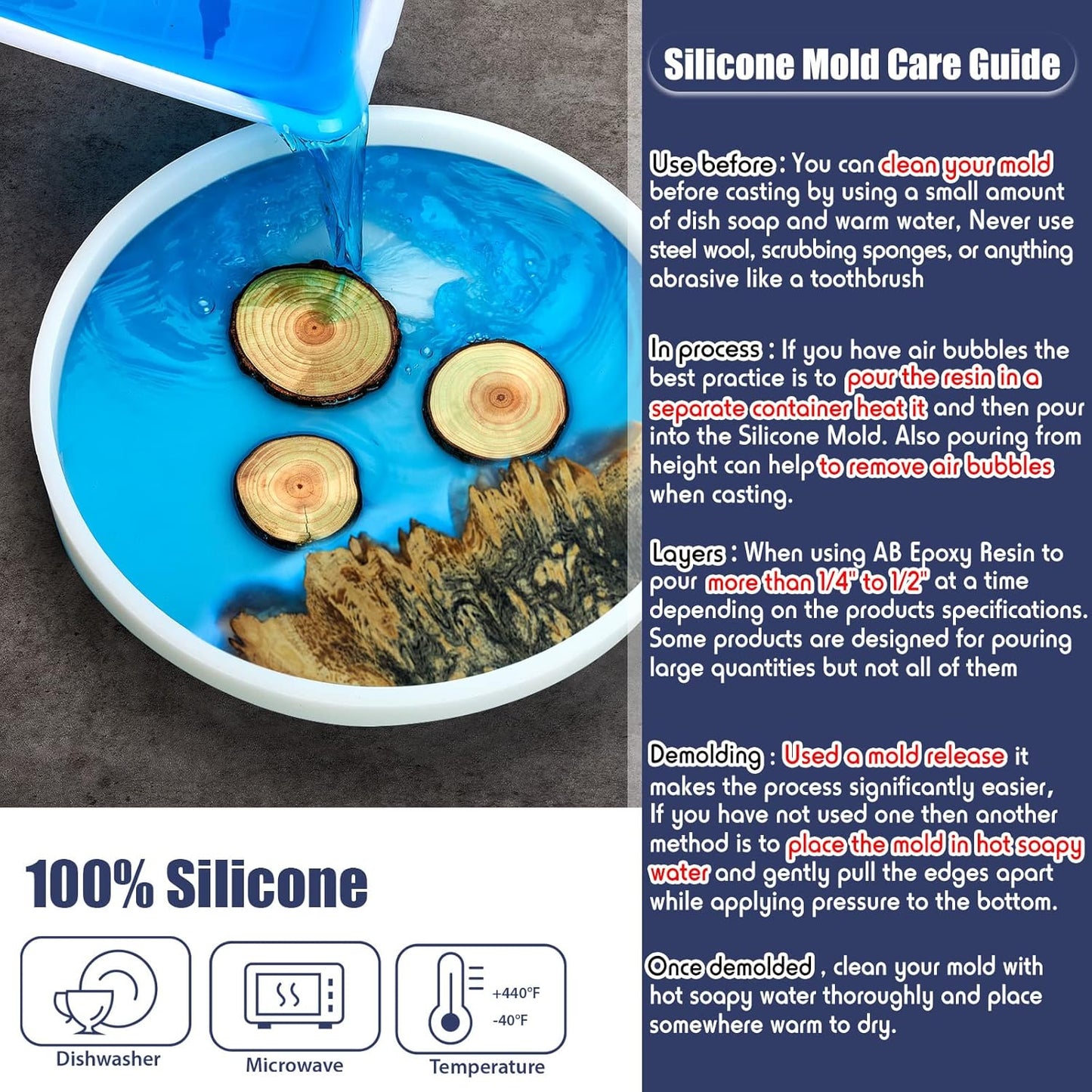 Extra Large Resin Table Mold Large Charcuterie Board Tray Resin Mold Round Silicone Epoxy Table Mold for Table, Charcuterie Board, Cutting Board, DIY Home Decoration (23.62 x 23.62 x 0.98 Inches)