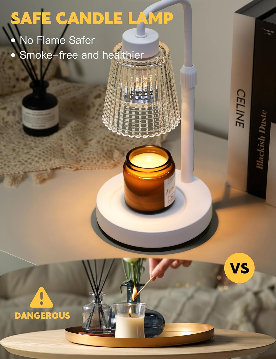 Candle Warmer Lamp with Timer Dimmable, Birthday Gifts for Women Mom, House Warming Gifts New Home Decor, Wax Melt Warmer for Jar Candles with 2 Bulbs