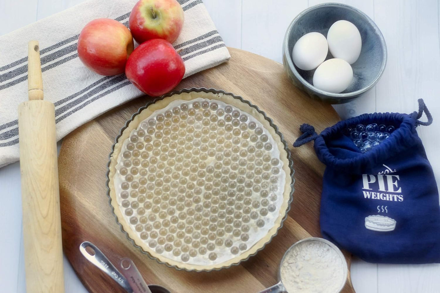 Glass Pie Weights for Baking | Better Than ceramic beads! Dust Free Borosilicate Glass | Large Quantity 2.5 Pounds | Drawstring Storage Bag | Essential baking tools and pie making accessories