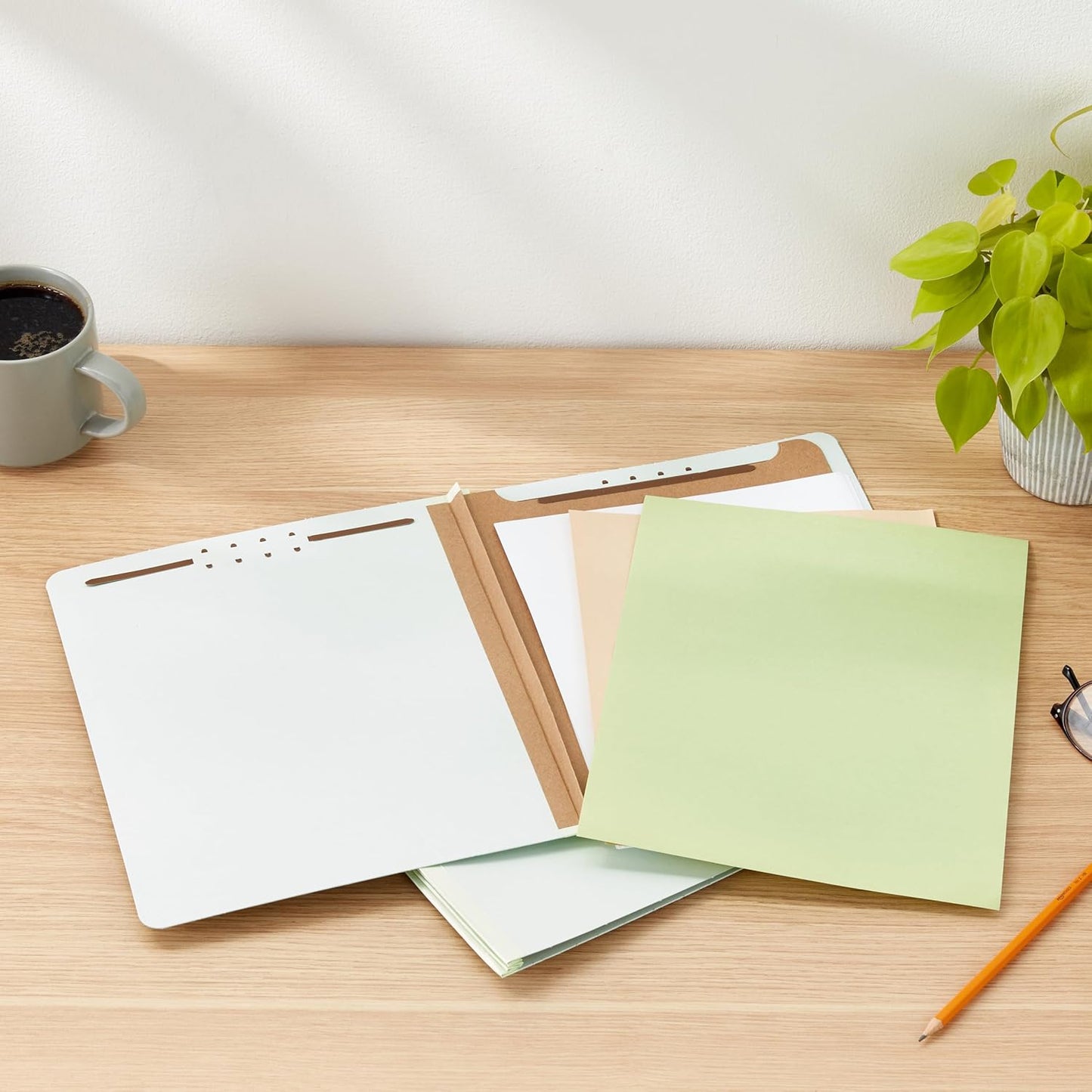 Amazon Basics Sturdy 10-Pack Letter Size Pressboard Classification File Folders with Fasteners, Dividers, 2” Expansion, 11.97 x 10.55 inch, Green