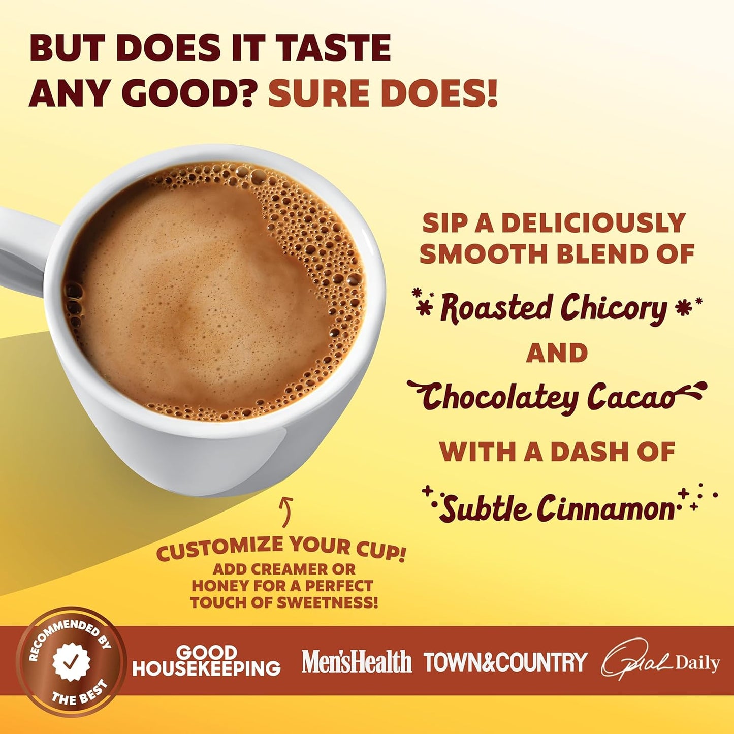 Joe'y Mushroom Coffee Alternative with Cacao and Dandelion Root, Chicory Coffee Substitute with Adaptogenic Superfoods, Vegan Gluten-Free Drink for Focus and Clean Energy without Jitters, 18 Servings