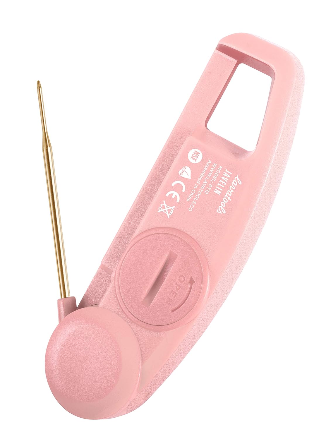 Lavatools Javelin® Ultra-Fast 2-Second Digital Instant Read Meat Thermometer for Grill and Cooking, 2.75" Probe, Compact Foldable Design, Large Display, IP65 Water Resistant, NSF Certified – Rhubarb