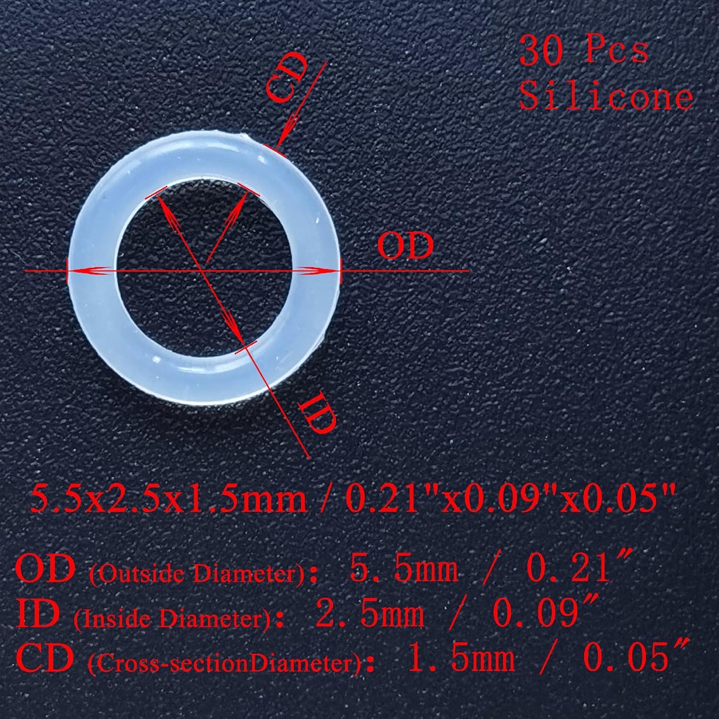 [30 Pcs] Silicone O-Rings White 5.5mm OD 2.5mm ID 1.5mm Width, Metric VMQ Sealing Gasket for Cup Lids, Coffee Maker, Brewing Fitting, Washer, Filter, Pump, Plumbing, Hose, Gauge, Auto, Machine