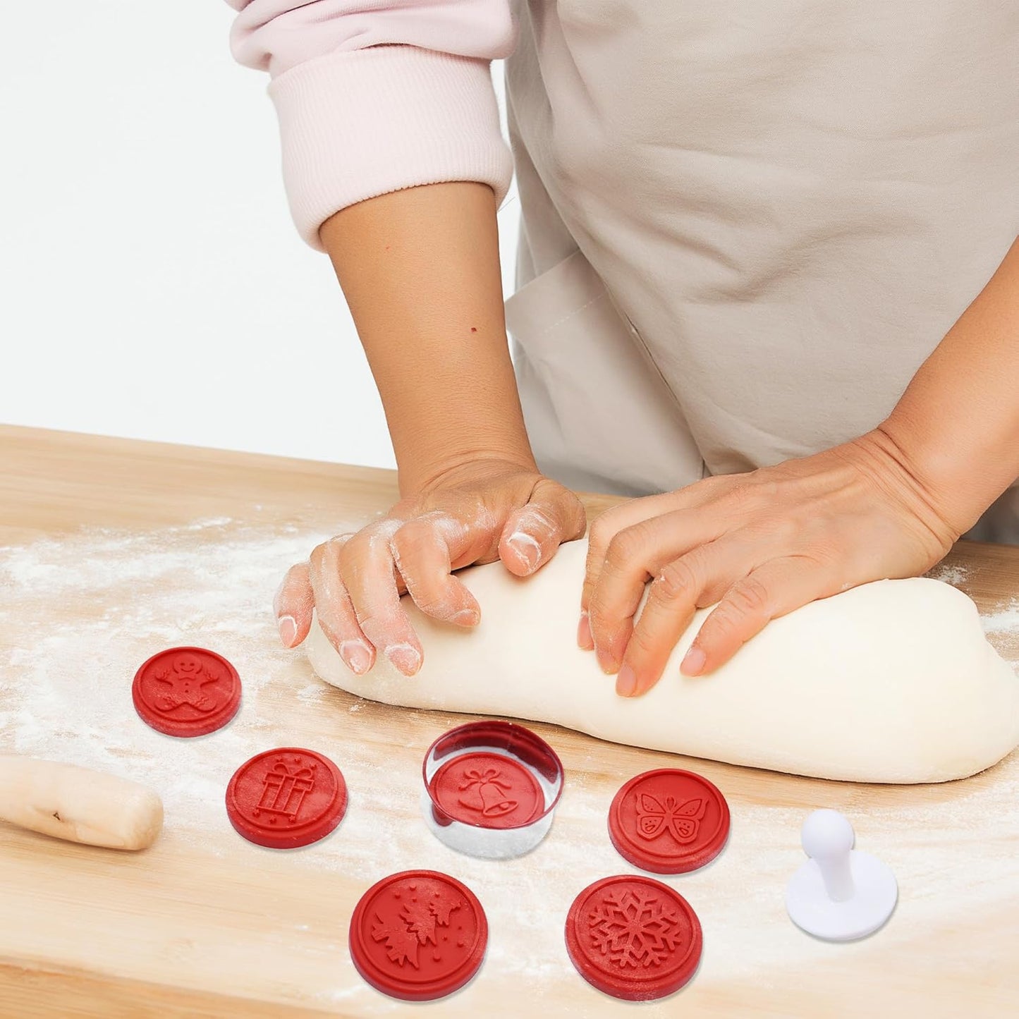 Christmas Cookie Stamps Silicone Cookie Stamps Cookie Cutter Biscuit for DIY Christmas and Daily Baking Set of 6