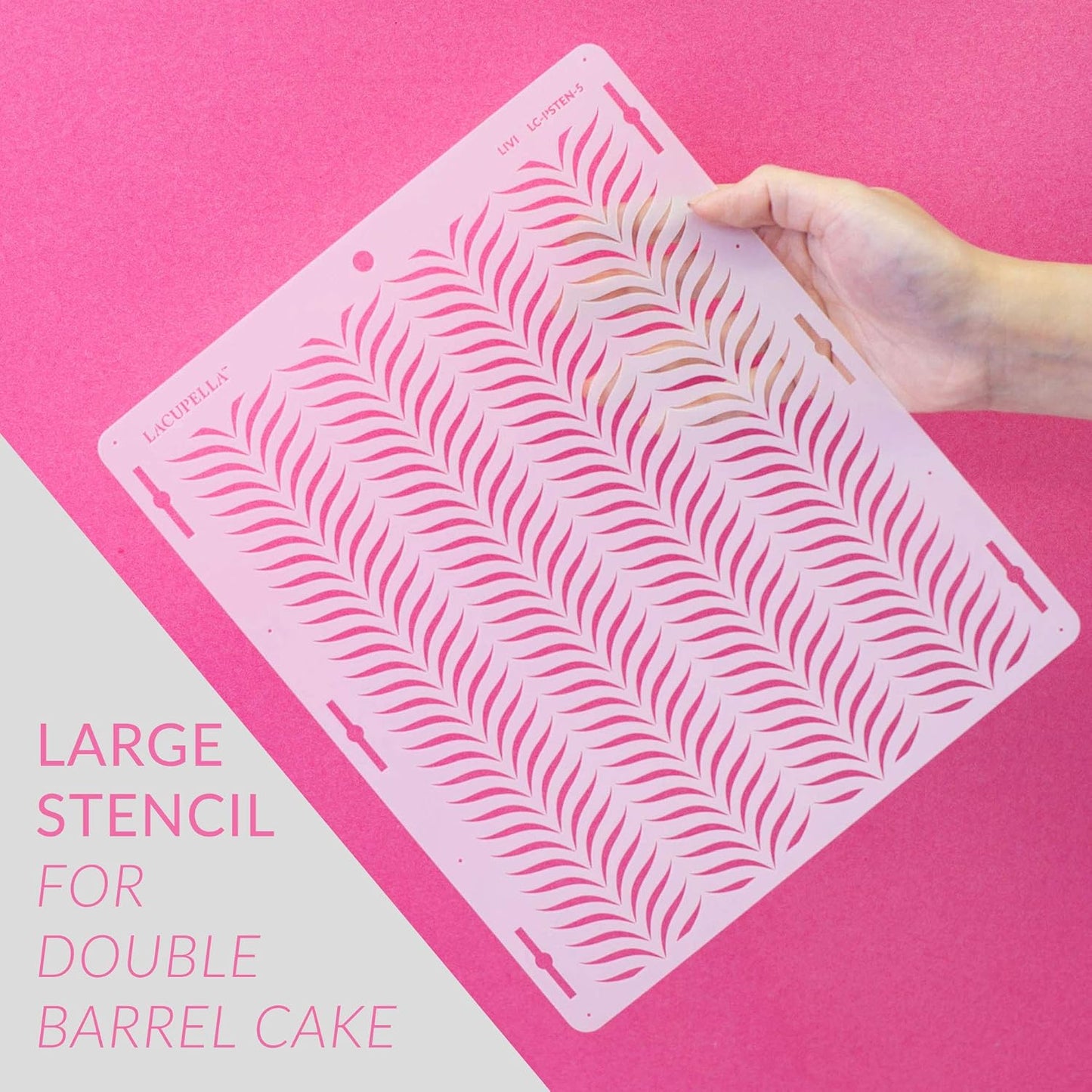 Cake Stencil - Seamless Delicate Pattern for Decorating Tall Double Barrel Cake to Use with Buttercream, Royal Icing, Ganache, Paint, Airbrush (OLLO)