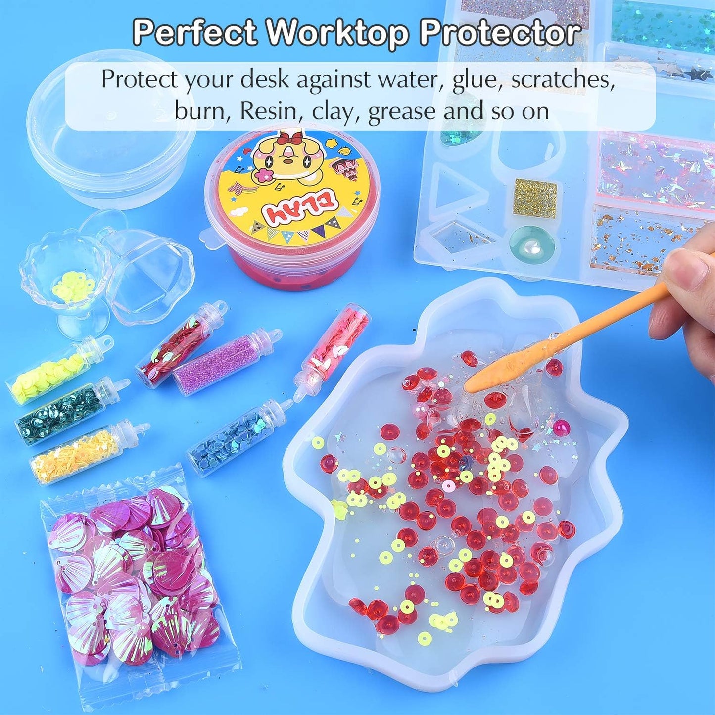 FEPITO 3PCS A3 Large Silicone Sheet for Crafts Jewelry Casting Molds, Multipurpose Silicone Mat, Reusable, Waterproof, Heat Resistant, Food Grade Placemat