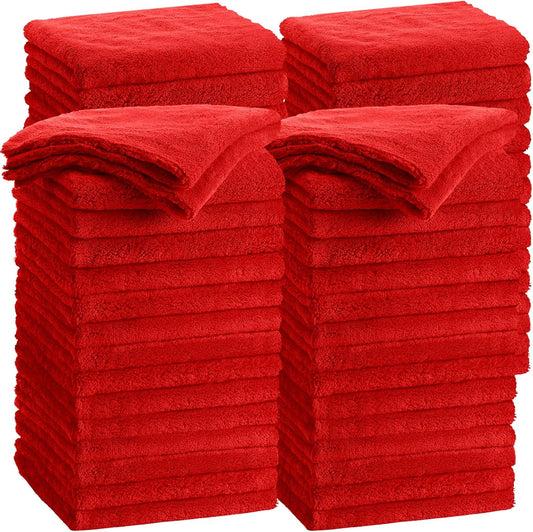 Shimeyao 30 Pcs Edgeless Microfiber Plush Towels for Cars Detailing Drying Wash Polishing Absorbent Cleaning Cloths, 500 GSM, 16 x 16 Inch(16 x 16 Inch,Red,30 Pcs)