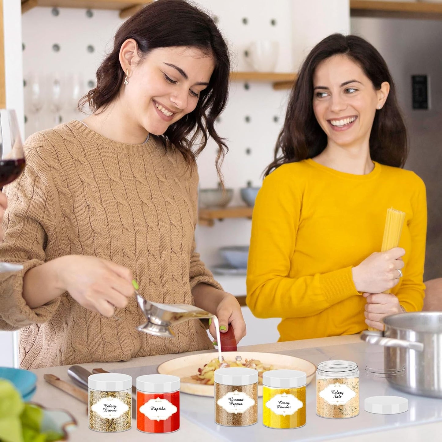 8 OZ Plastic Jars, 48 Pcs Clear Plastic Jars with Lids Stackable Leakproof Storage Containers Jar Clear Empty Slime Containers with White Lids for Kitchen and Household Food Storage