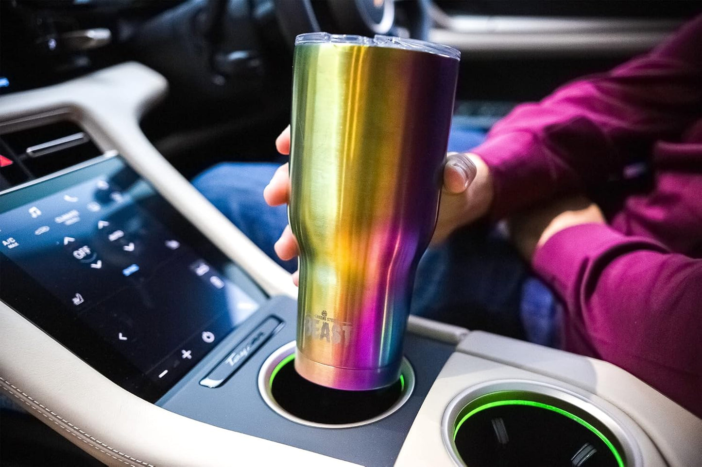 Beast 40 oz Tumbler Stainless Steel Vacuum Insulated Coffee Ice Cup Double Wall Travel Flask (Rainbow)