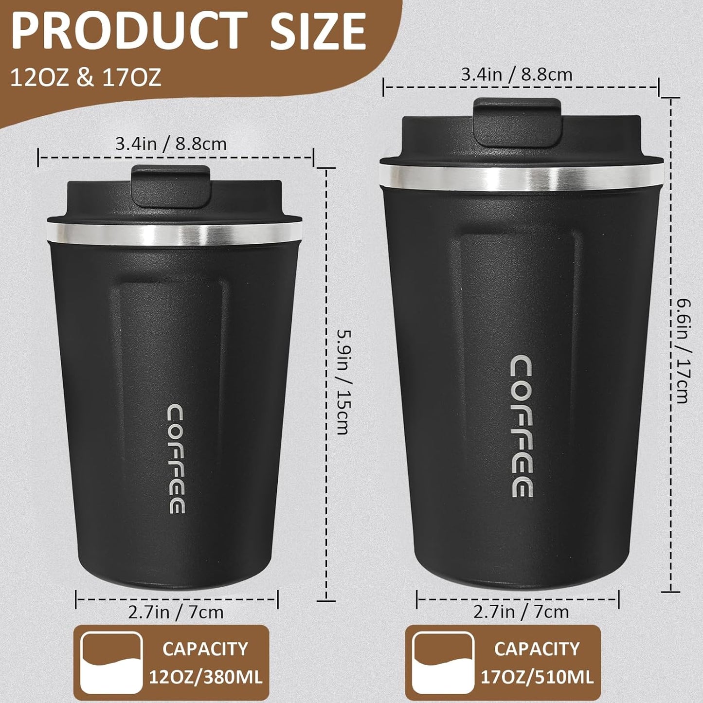 4 Pack Insulated Coffee Tumblers with Lid 17oz Stainless Steel Travel Coffee Mug Reusable Coffee Cup to Keep Cold and Hot Drinks for Car, Daily, Travel and Gifts, Multicolor