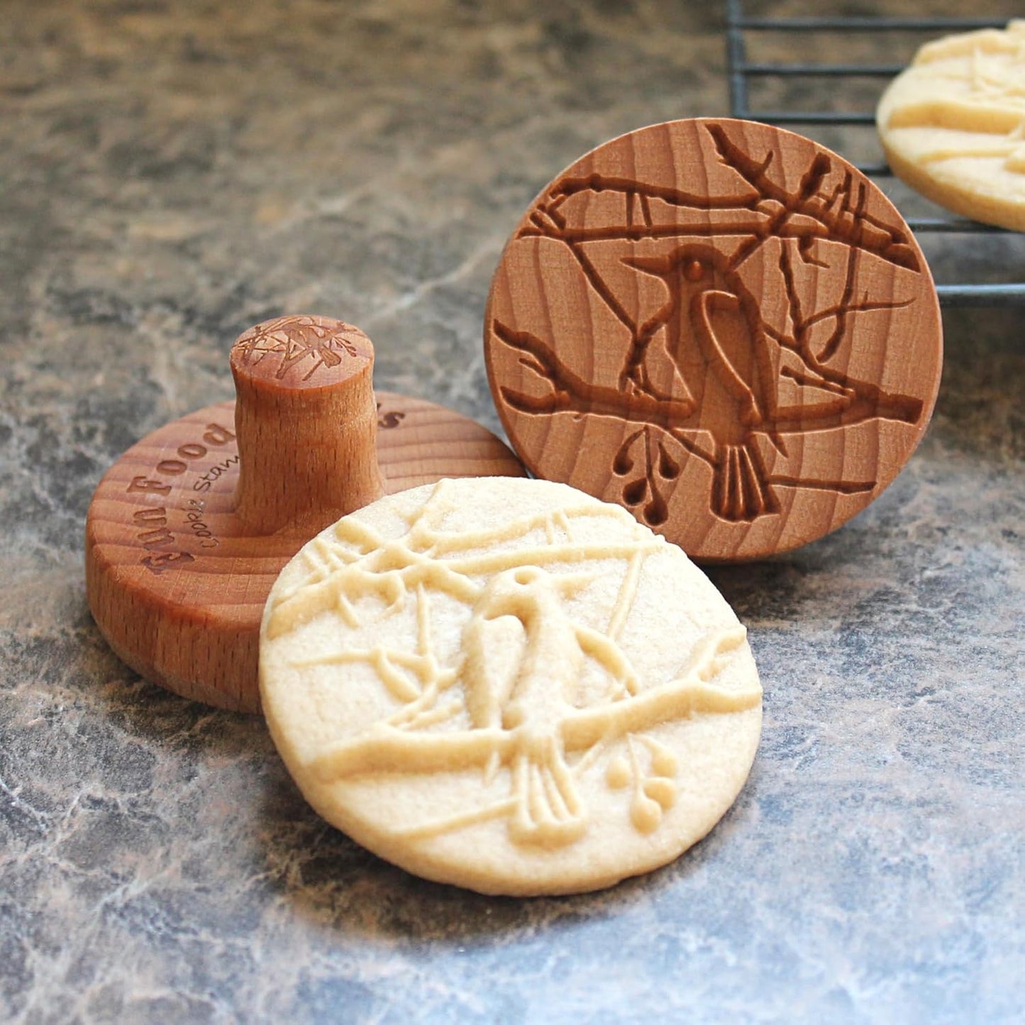 Wood Cookie Stamp, 2.5 Inch (Bird in a Tree CS-123)