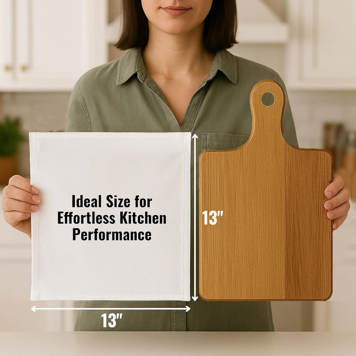 Dish Cloths Cotton| Kitchen Wash Cloth | Shop Towels Absorbent and Lint Free Flour Sack| Dishcloths for Kitchen Washing Dishes| Thick Absorbent Quick Dry Dish Rags | 4 Pack 13"x13" White