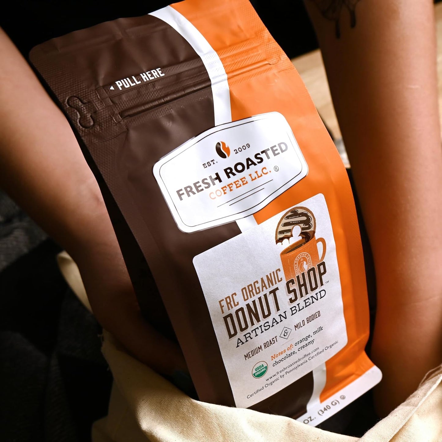 Fresh Roasted Coffee, Organic Donut Shop | USDA Organic, Kosher | Medium Roast 12 oz Ground