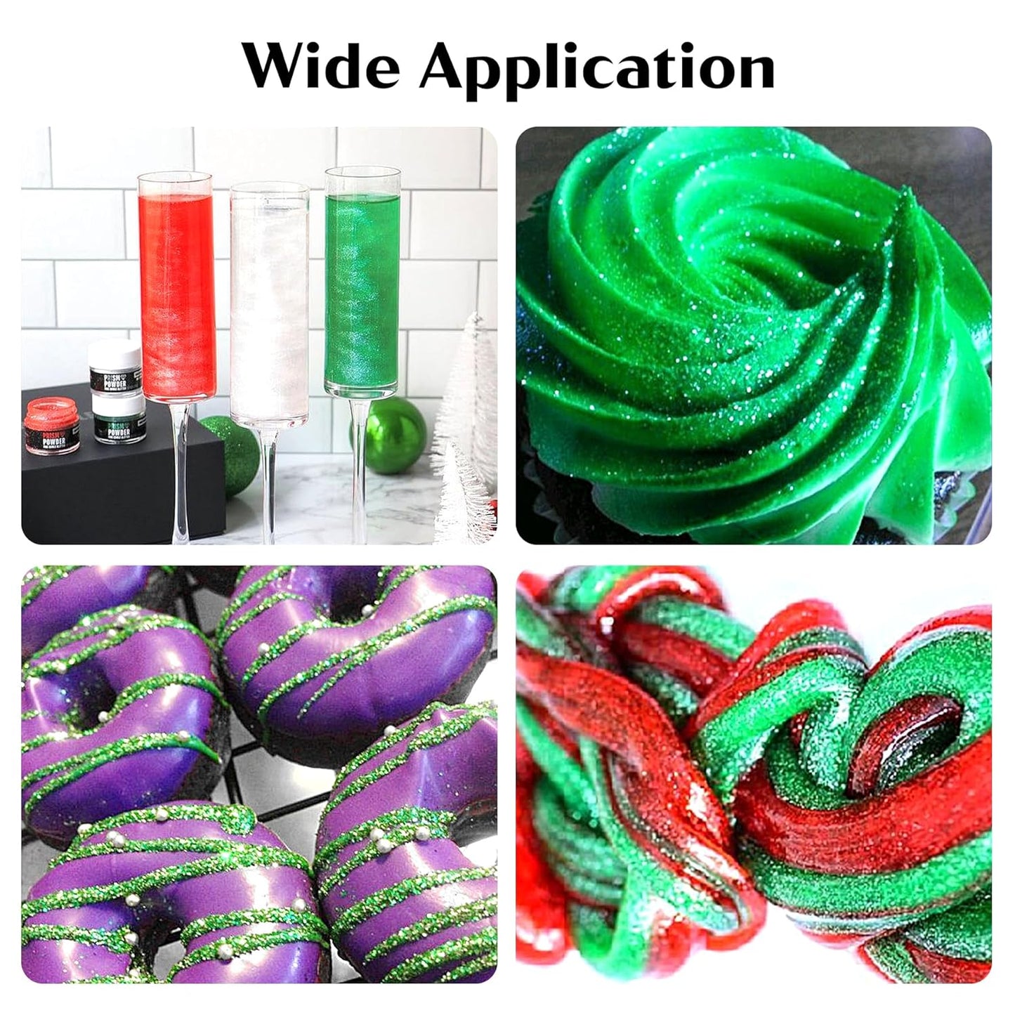 Green Edible Glitter for Cocktails - 6g Green Luster Dust Edible Drink Glitter Food Grade Metallic Shimmer Powder Sprinkles for Beverage Cake Chocolate Candy