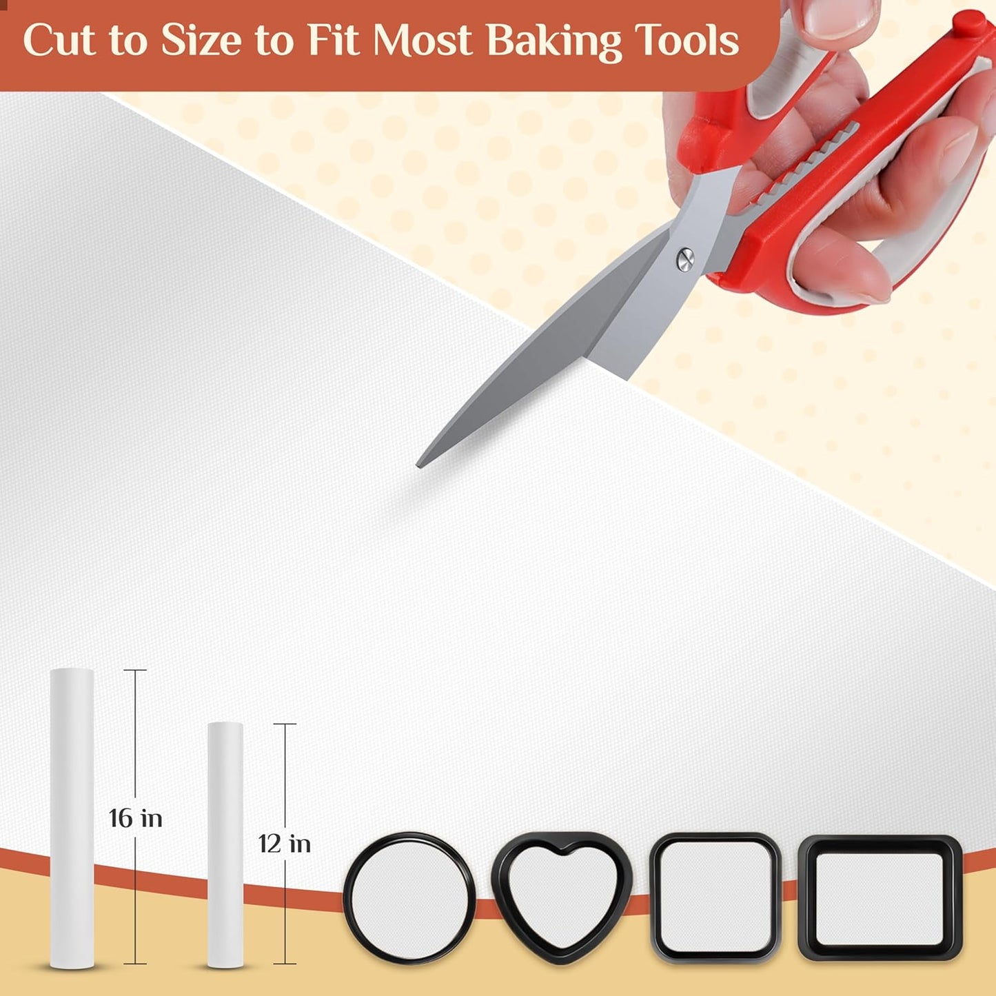 Silicone Baking Mat, 16 IN x 10 FT Free Cutting Baking Sheet,Non-Stick Reusable Dough & Pastry Mat,Non-Slip Silicone Mat Roll for Air Fryer Liner,Freeze Dryer,Oven Baking Pan,Kitchen Counter