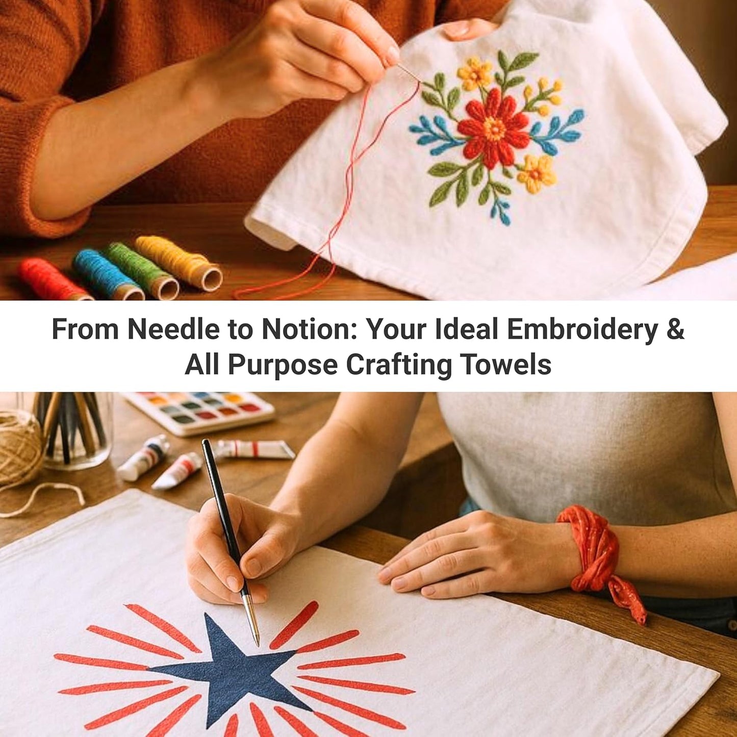 Flour Sack Towels | Tea Towel for Crafts| Kitchen Dish Cotton Blank Towel for Embroidery| Baking Bread Proofing Linen Cover| Thick Absorbent Quick Dry| 7 Pack 33"x38" Natural