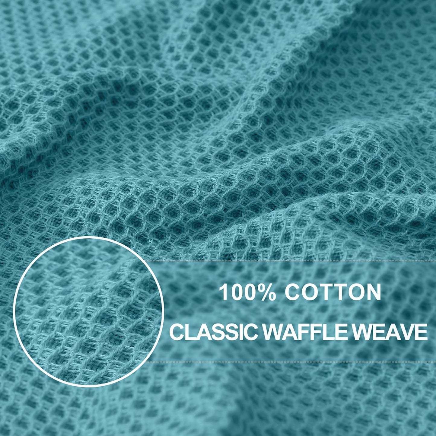 Homaxy 100% Cotton Waffle Weave Kitchen Dish Cloths, Ultra Soft Absorbent Quick Drying Dish Towels, 12 x 12 Inches, 12-Pack, Lake Blue