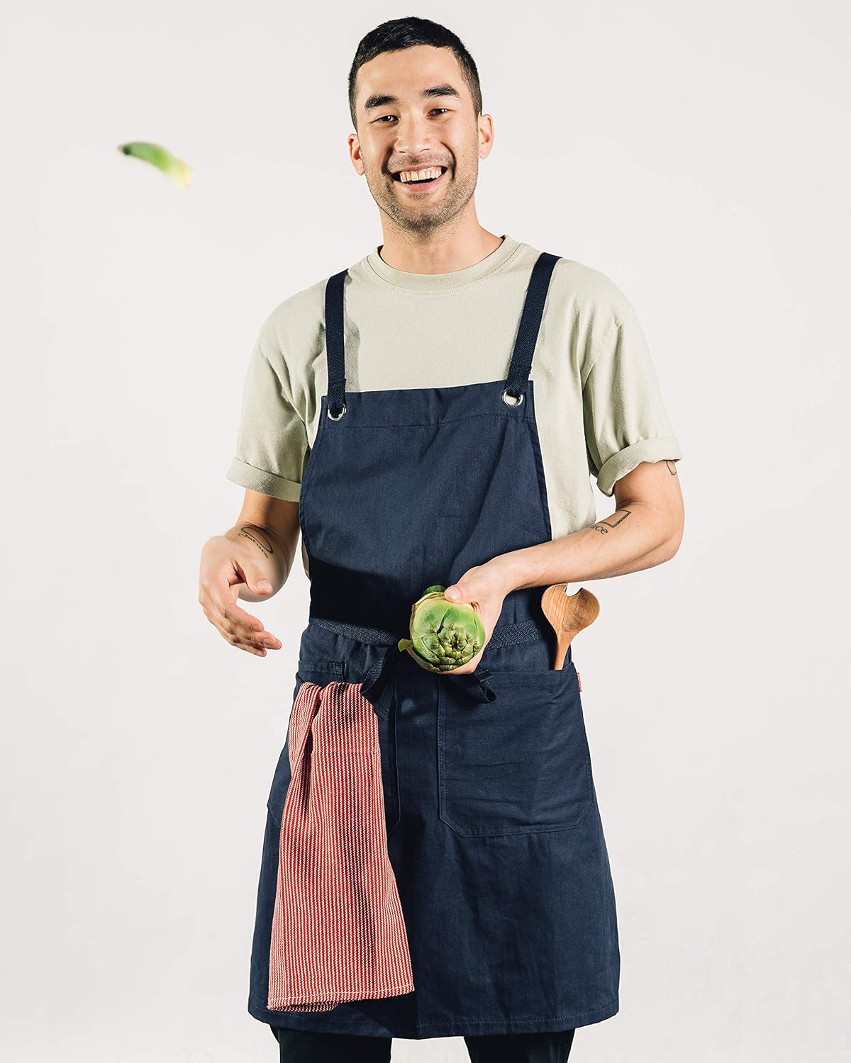 Caldo Crossback Kitchen Apron for Cooking (Navy)