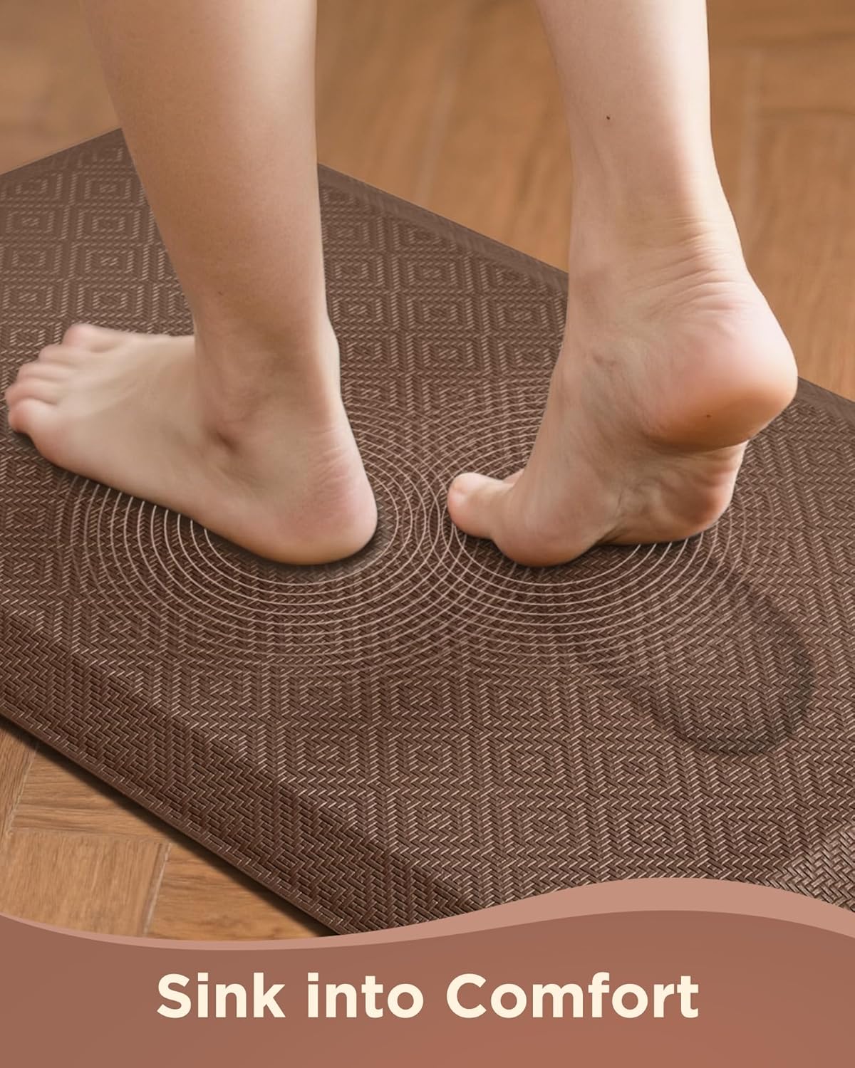 Ophanie Kitchen mats for Floor, 3/4 inch Thick, Kitchen Rugs, 20x39 Anti Fatigue Standing Cushioned Mat, Waterproof,Comfort Ergonomic mat for Office, Home, Sink, Brown Non-Slip Bottom