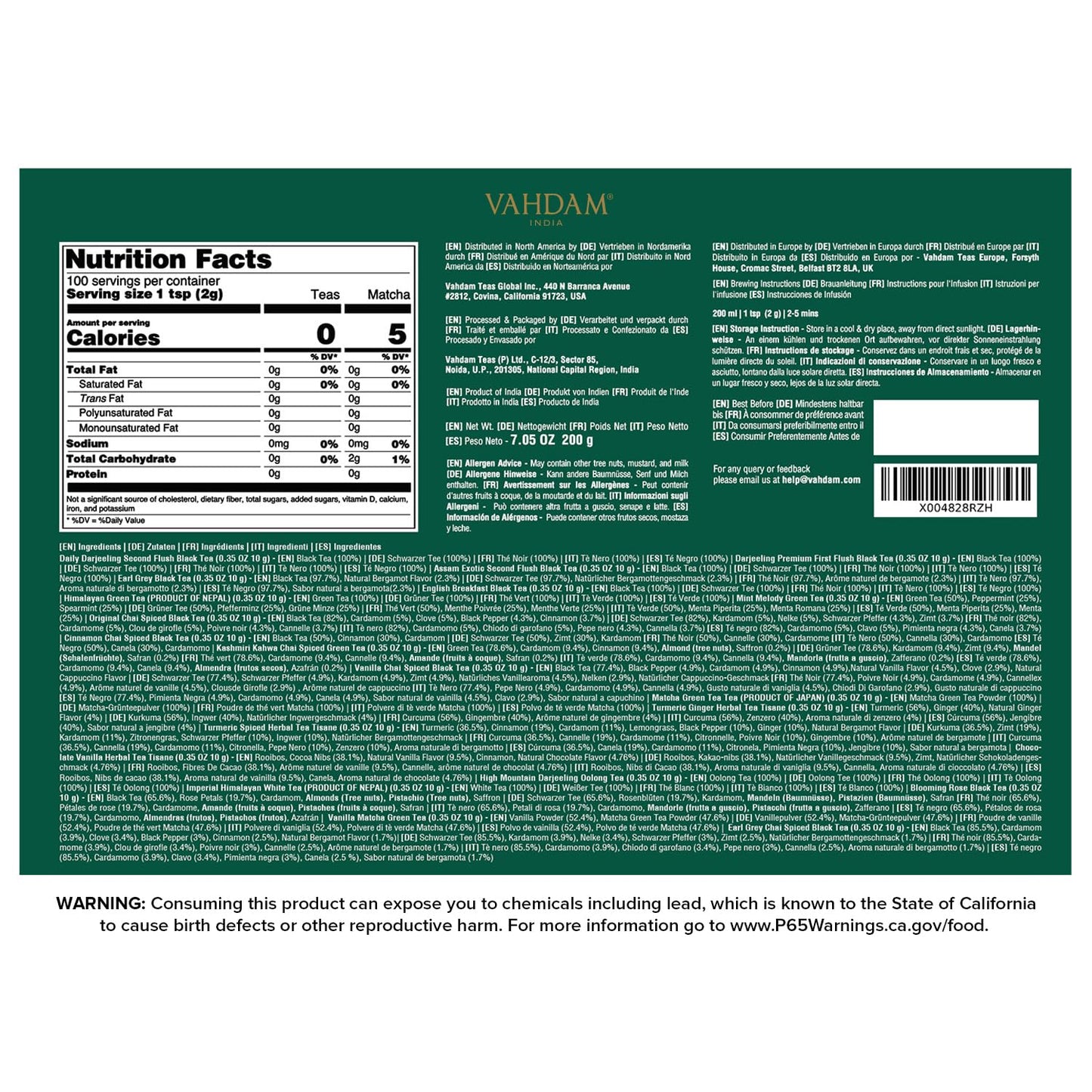 VAHDAM, World Top 20 Tea Sampler - Black, Green, Chai, Herbal & More | Assorted Loose Leaf Gift Set Variety Pack | Tea Gift Ideas for Women & Men