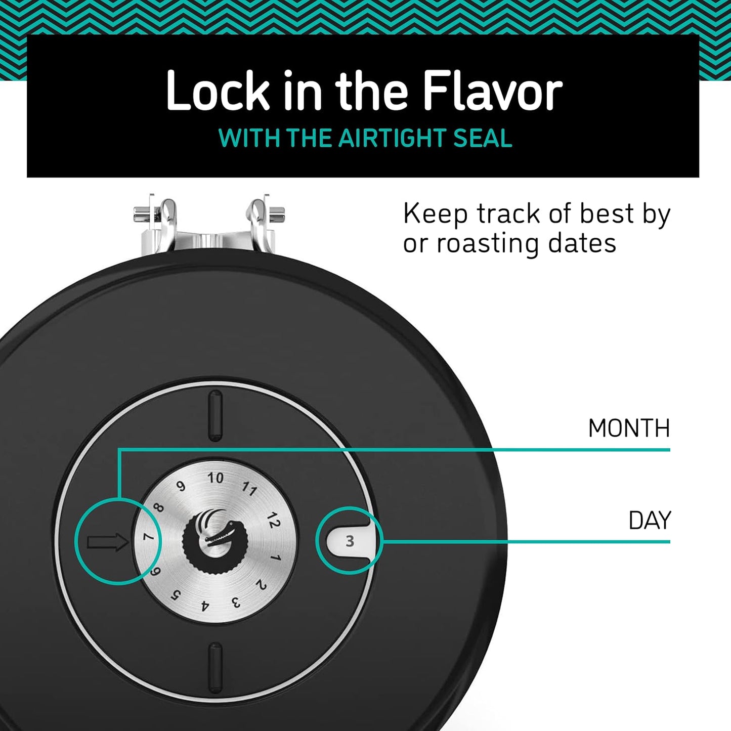 Coffee Gator Coffee Canister, 22oz Airtight Stainless Steel Kitchen Food Storage Container with Date-Tracker, CO2-Release Valve and Scoop for Beans, Grounds, Sugar, Cookies Jars, Tea, Cereal - Gray