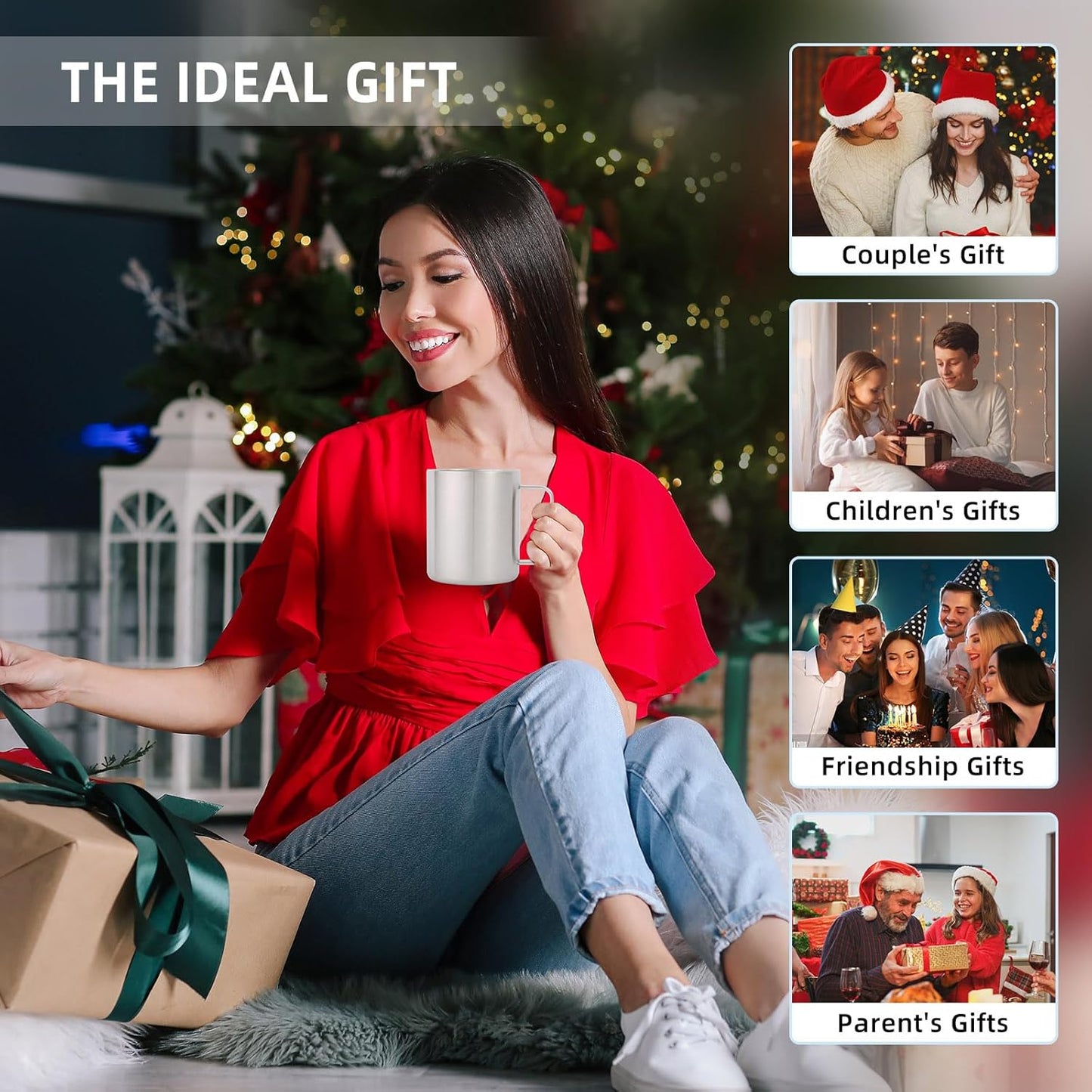 Volhoply 14oz Insulated Stainless Steel Coffee Mug with Leakproof Lid,Double Wall Vacuum Travel Coffee Cup with Handle,Reusable Metal Cups Tumbler,Camping Mugs Keep Hot,Ideal Gifts(Silver,1)