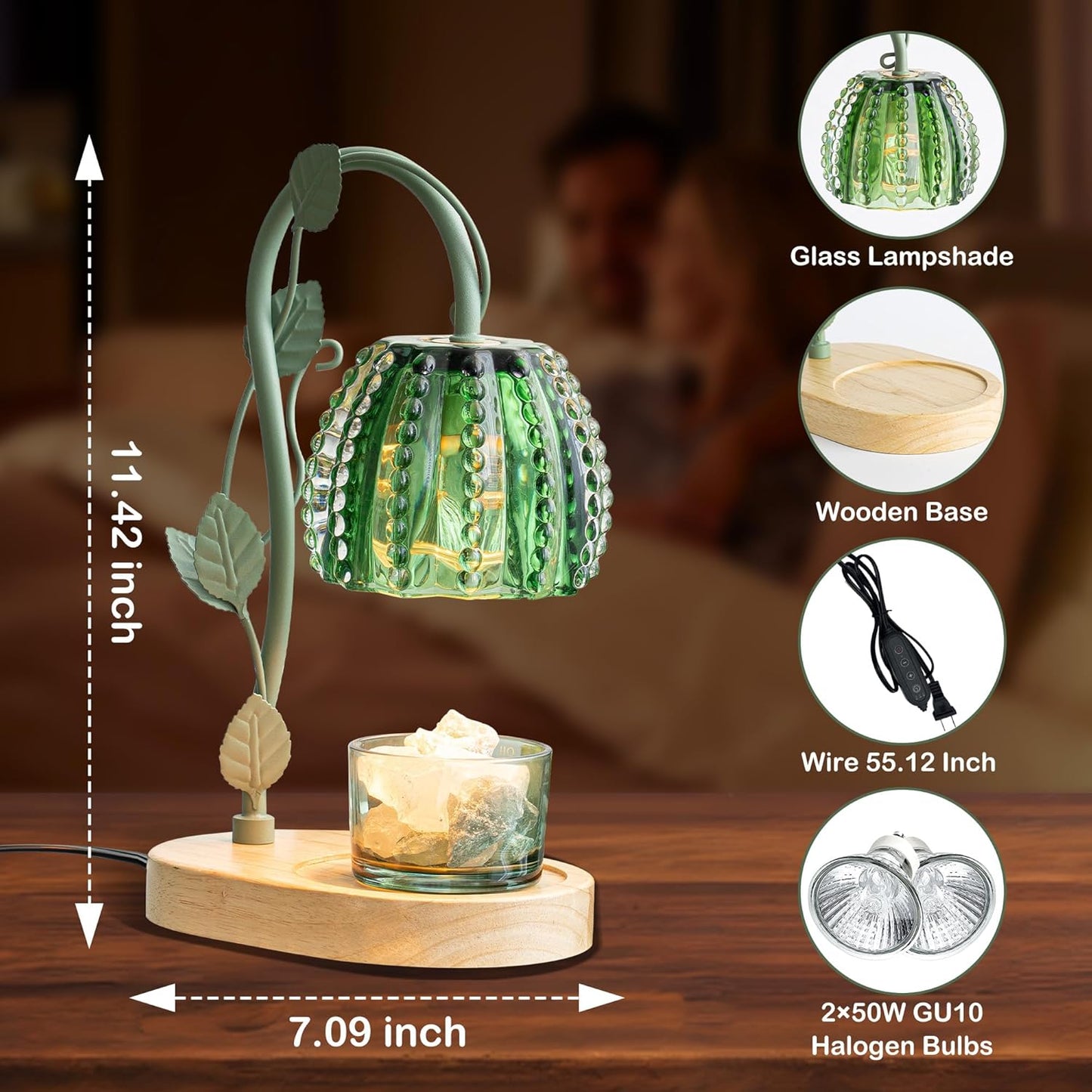 Flower Candle Warmer Lamp with Timer,Dimmable Candle Lamp Warmer,Adjustable Height Candle Warmer for All Jar Candles,Bedroom Living Room Home Decor Aesthetic Christmas Birthday Gifts for Women