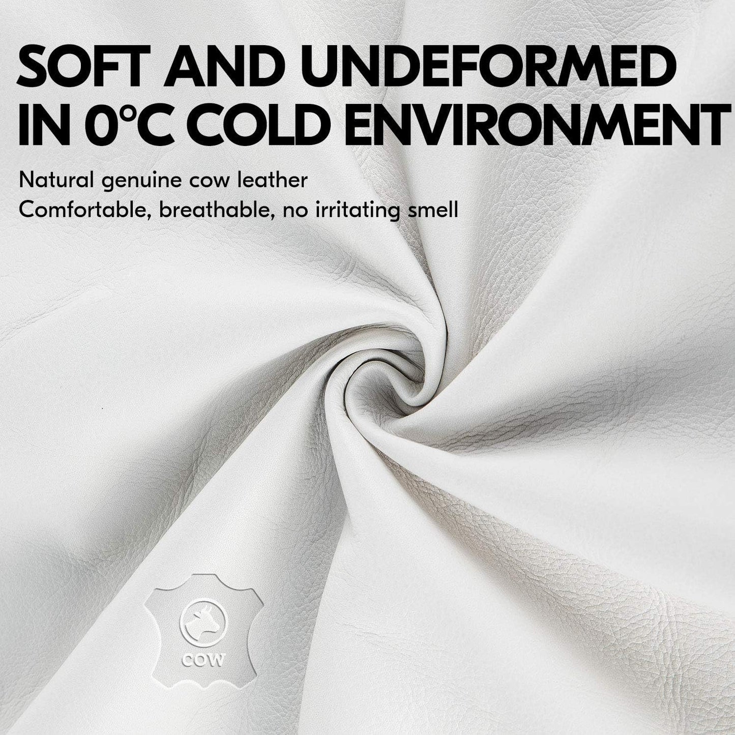 Vgo... Lined Winter Cow Grain Leather Gloves, 32℉ or Above (1 Pair,Size L, Cream, CA9501F)