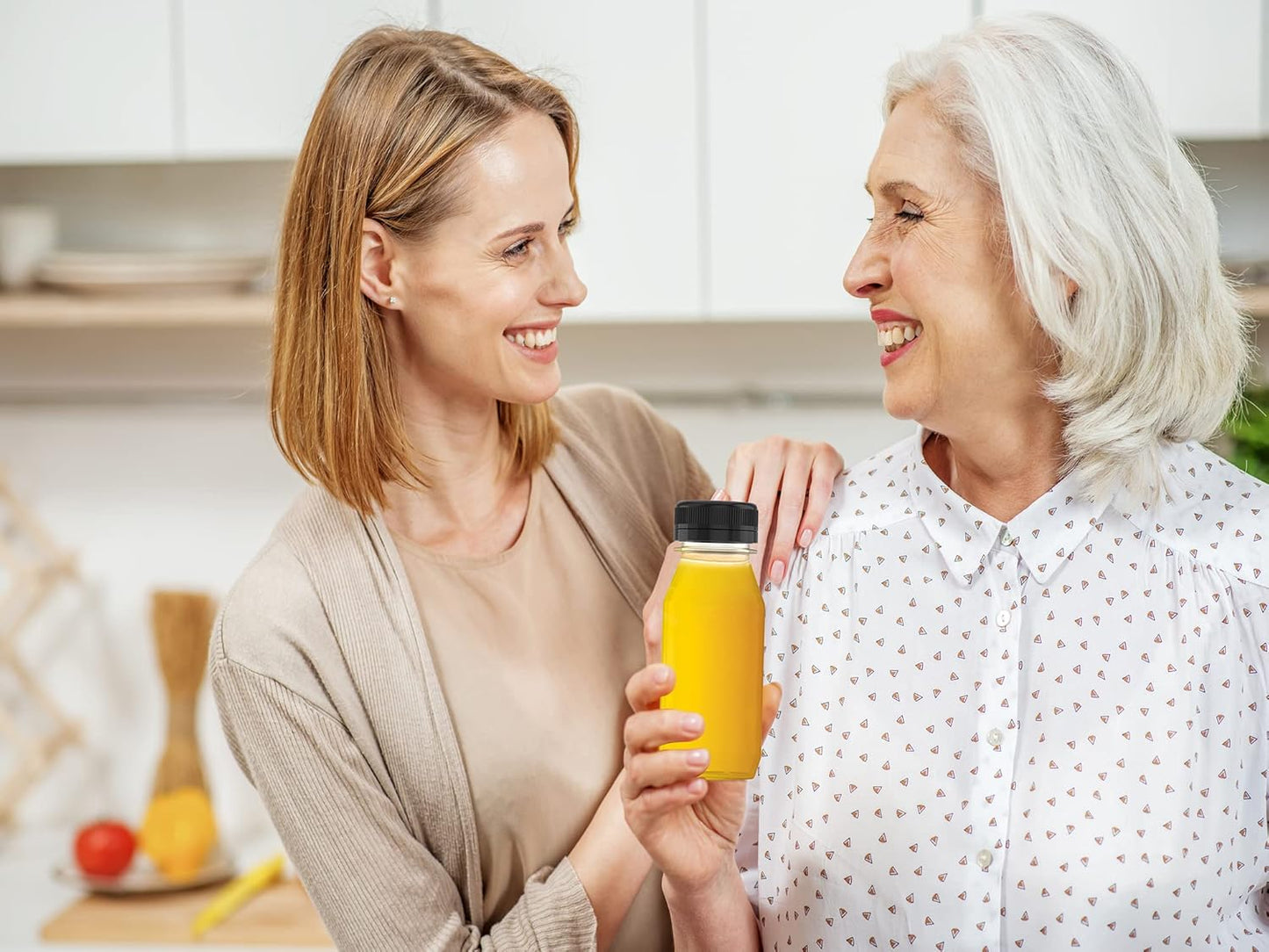 3 Pcs 8 oz Plastic Juice Bottle Reusable Transparent Bulk Beverage Containers with Black Lids for Juice, Drinking Milkshake Tea, Milk, Juicing Smoothie Water and Other Beverages, Fridge Storage