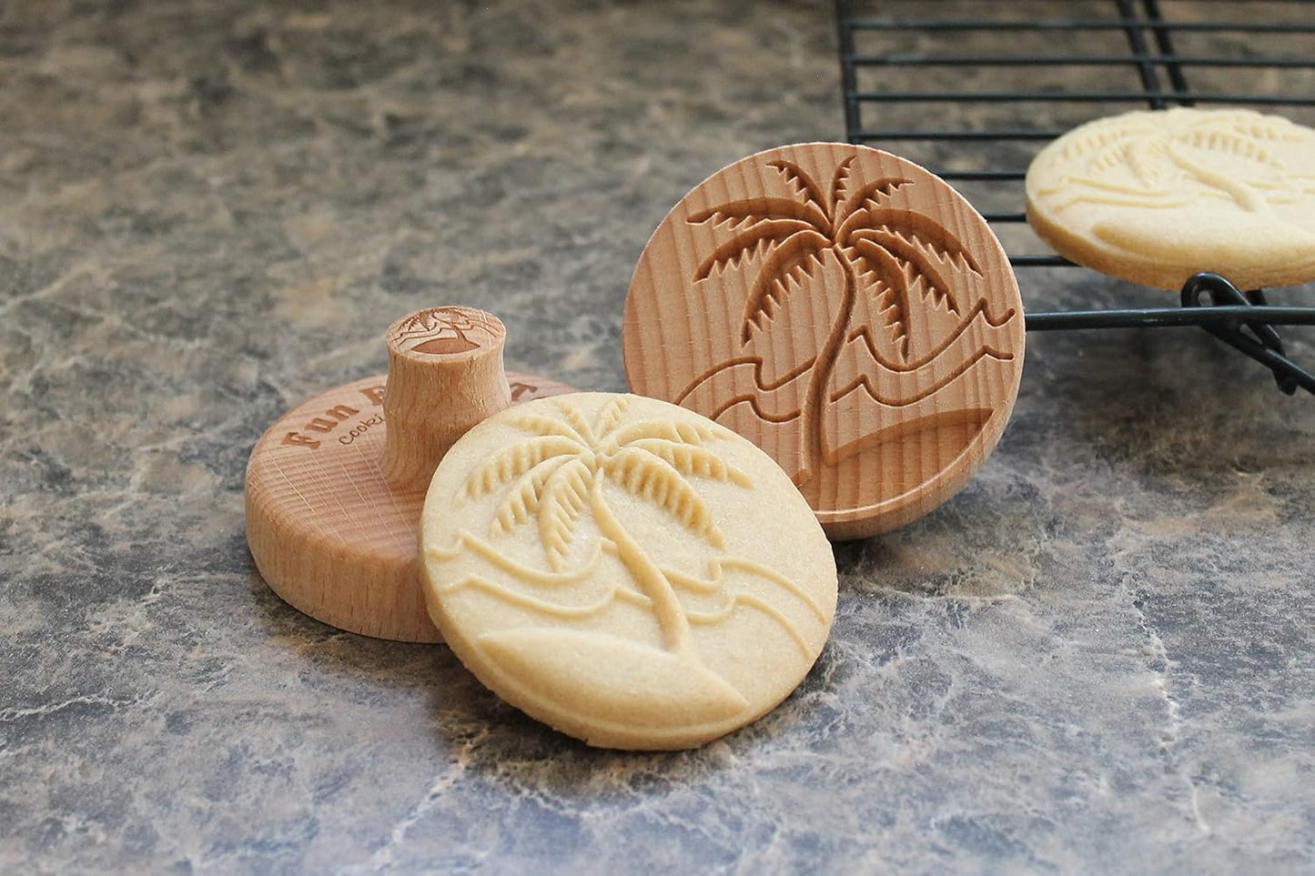Wood Cookie Stamp, 2.5 Inch (Tropical Island CS-046)