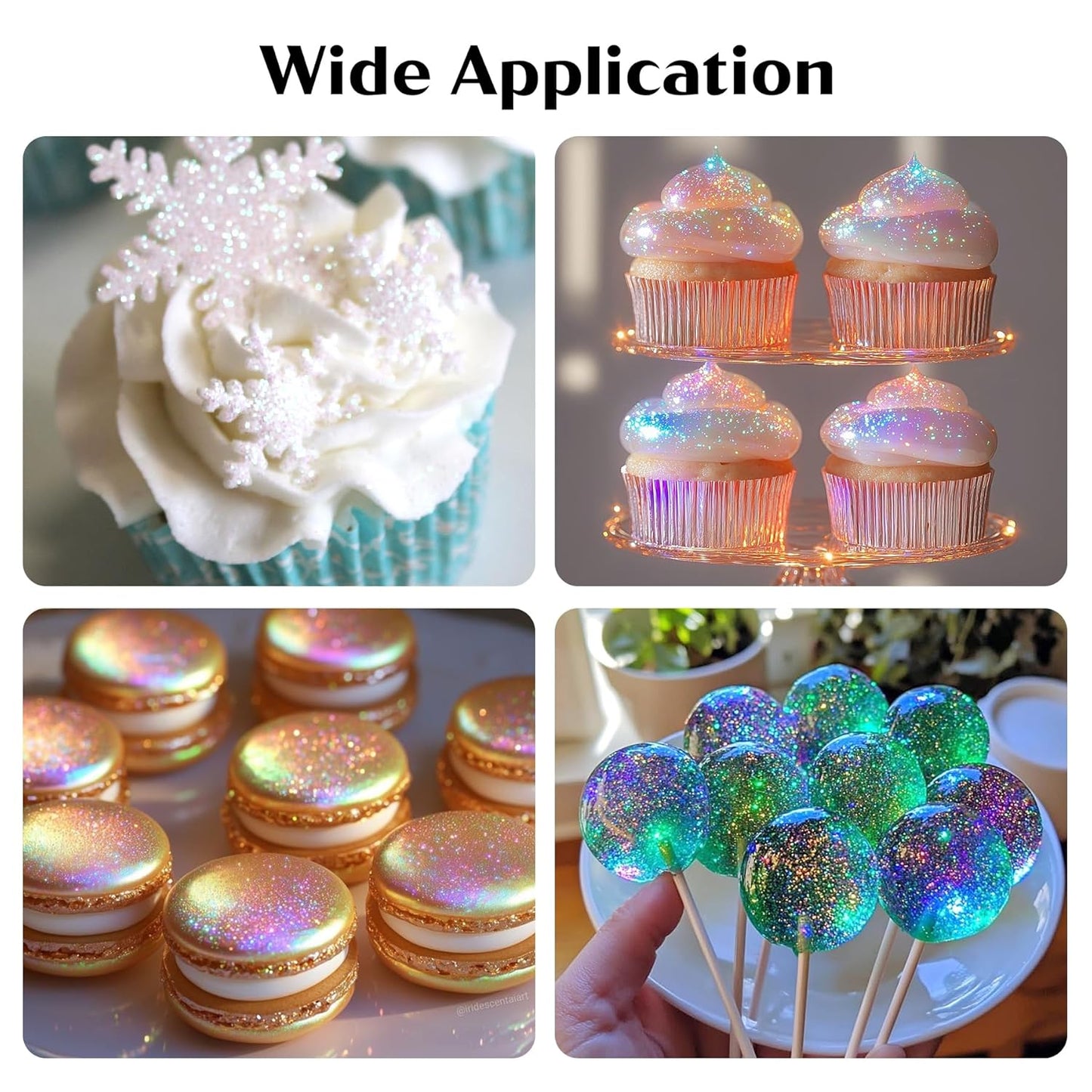 Iridescent Edible Glitter for Cocktails - Rainbow Luster Dust Edible Iridescent Drink Glitter Food Grade Shimmer Powder for Cakes Beverage Chocolate, 6g