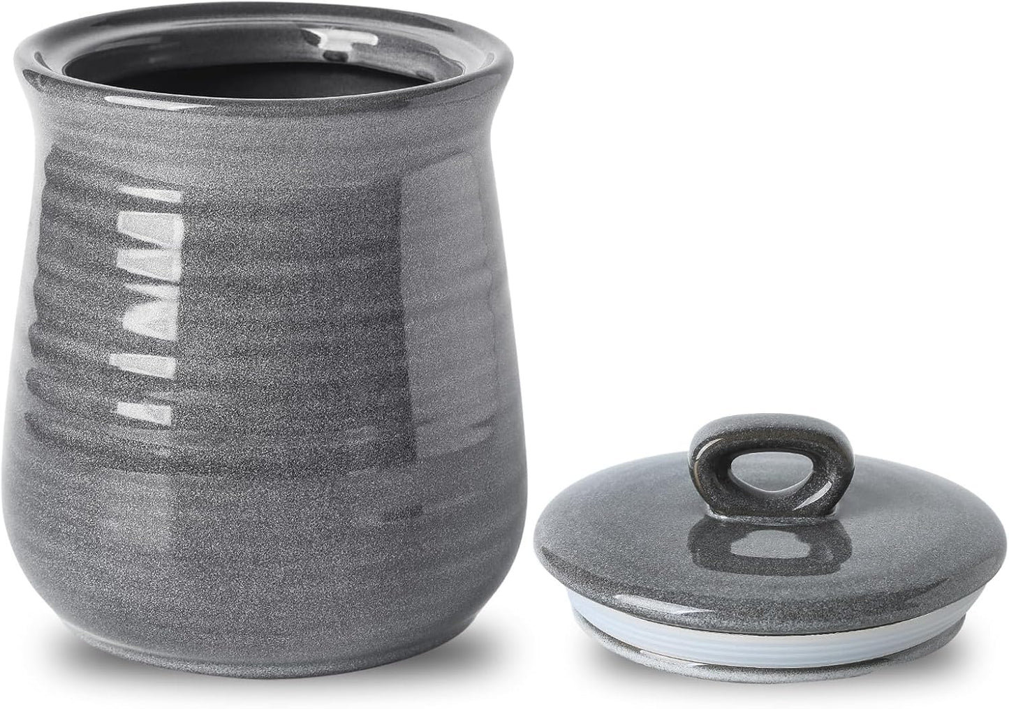 Hasense Coffee Canister with Airtight Lid, Porcelain Food Storge Container for Kitchen, Large Cookies Jar for Countertop, Ideal for Coffee Bean, Flour, Sugar, Cereal, 80 FL OZ(Grey)
