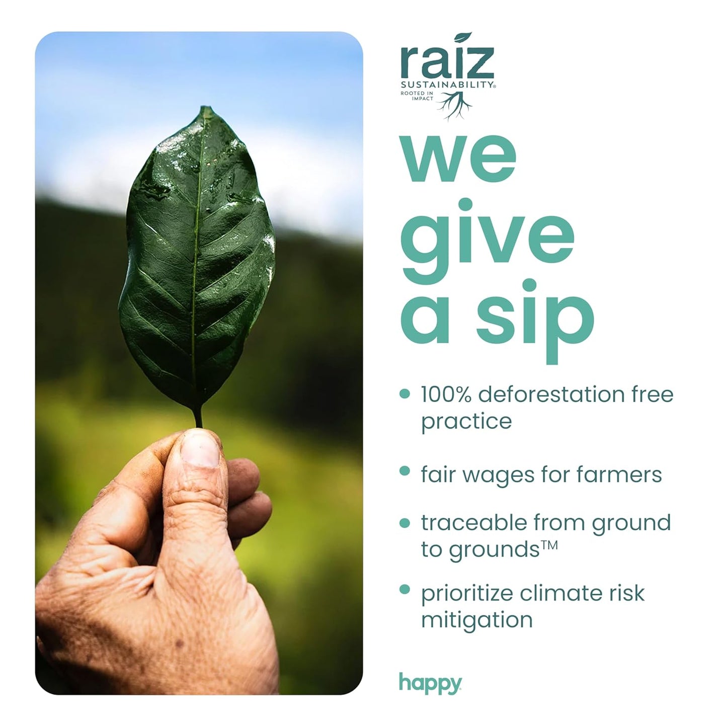 happy coffee light roast coffee pods, 22 count, notes of toasted biscotti and levity, compatible with most K-cup brewers, rainforest alliance certified