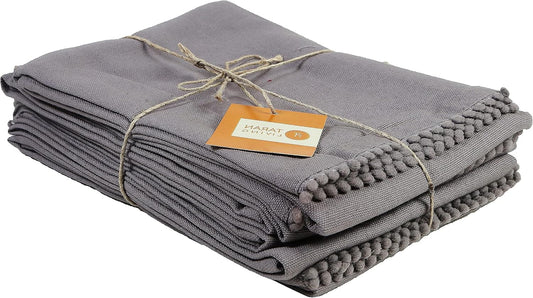 TARAN LIVING Hand Towels 100% Cotton Solid Kitchen Dish Cloths 18"x 28", Grey, Pack of 6 Decor Kitchen Hand Towel Reusuable Dish Towel for Cleaning & Drying Tea Towels Set with Hanging Loop