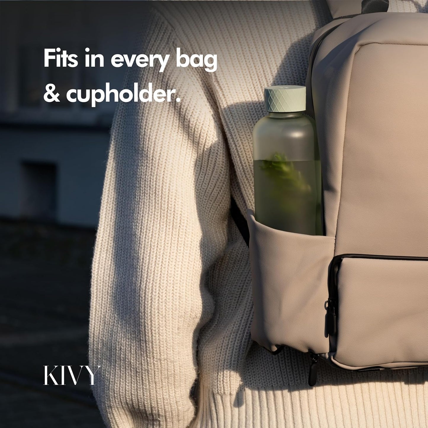 KIVY Slim Water Bottle 22oz [BPA FREE] - Small Drinking Waterbottle - Tritan Bottle Without Straw for School, Sport & Travel - Drinking Bottle Dishwasher Safe