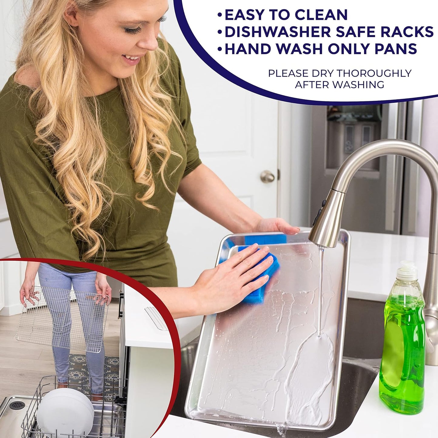 KITCHENATICS Aluminum Baking Pan Half Sheet with Grid: Baking Sheet with Wire Rack, 13 x 18 Baking Trays with Stainless Steel Wire Cooling Rack for Baking, Easy Clean, Commercial Quality, Heavy Duty