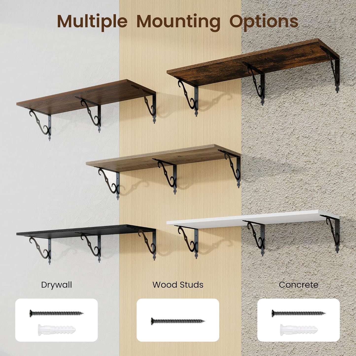 RICHFOCUS 12 Inch Deep Floating Shelves for Wall, 36" W x 12" D Wood Wall Shelves Set of 2, Wide Floating Shelves for Living Room, Bedroom, Kitchen, Bathroom and Decor Storage, Grey