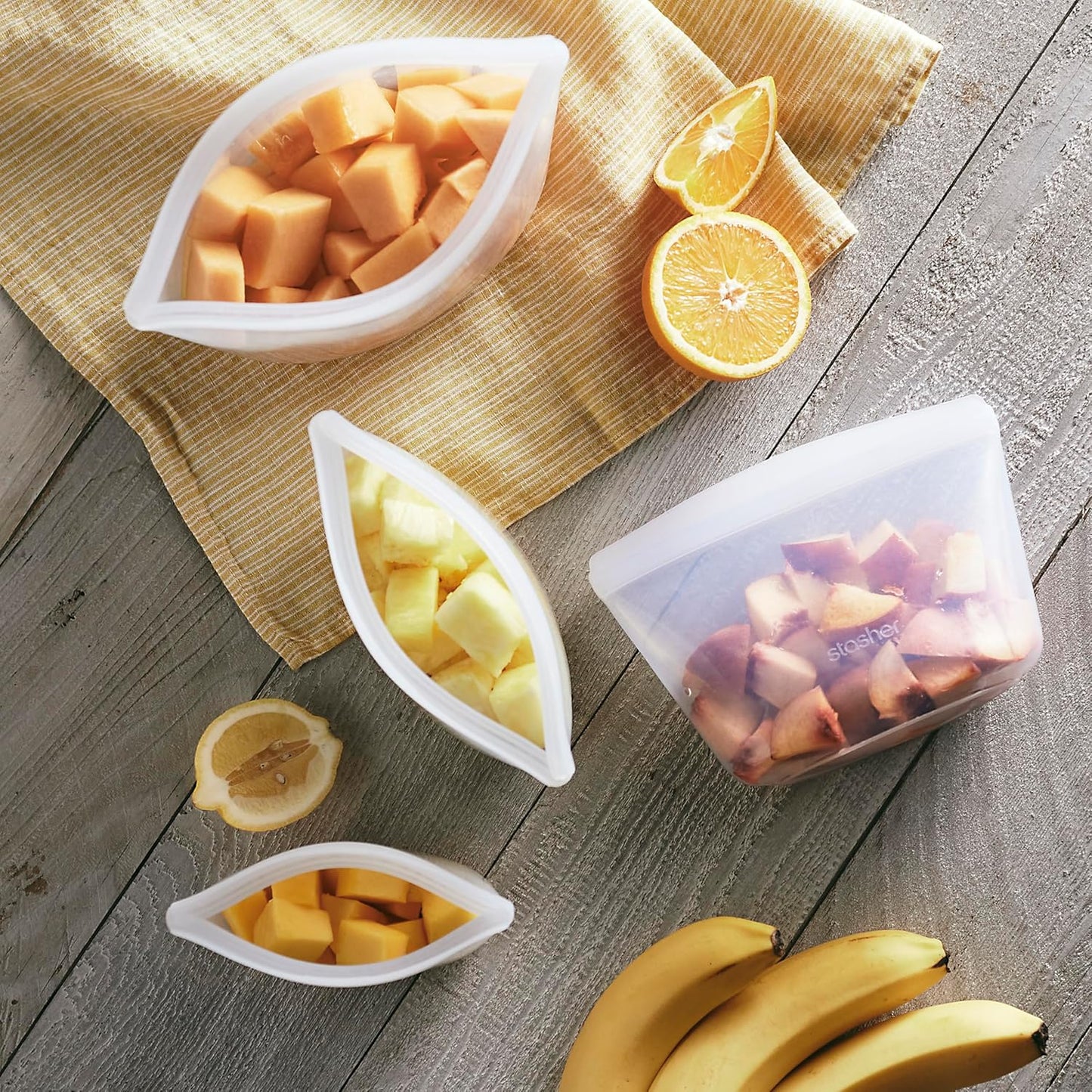 Stasher Premium Silicone Reusable Food Storage Bags, 2-Pack, Multi, Multi-Use Food Storage Bags, Lunch Bag, Travel Containers, BPA Free, Leak-free, Dishwasher-Safe, Eco-friendly