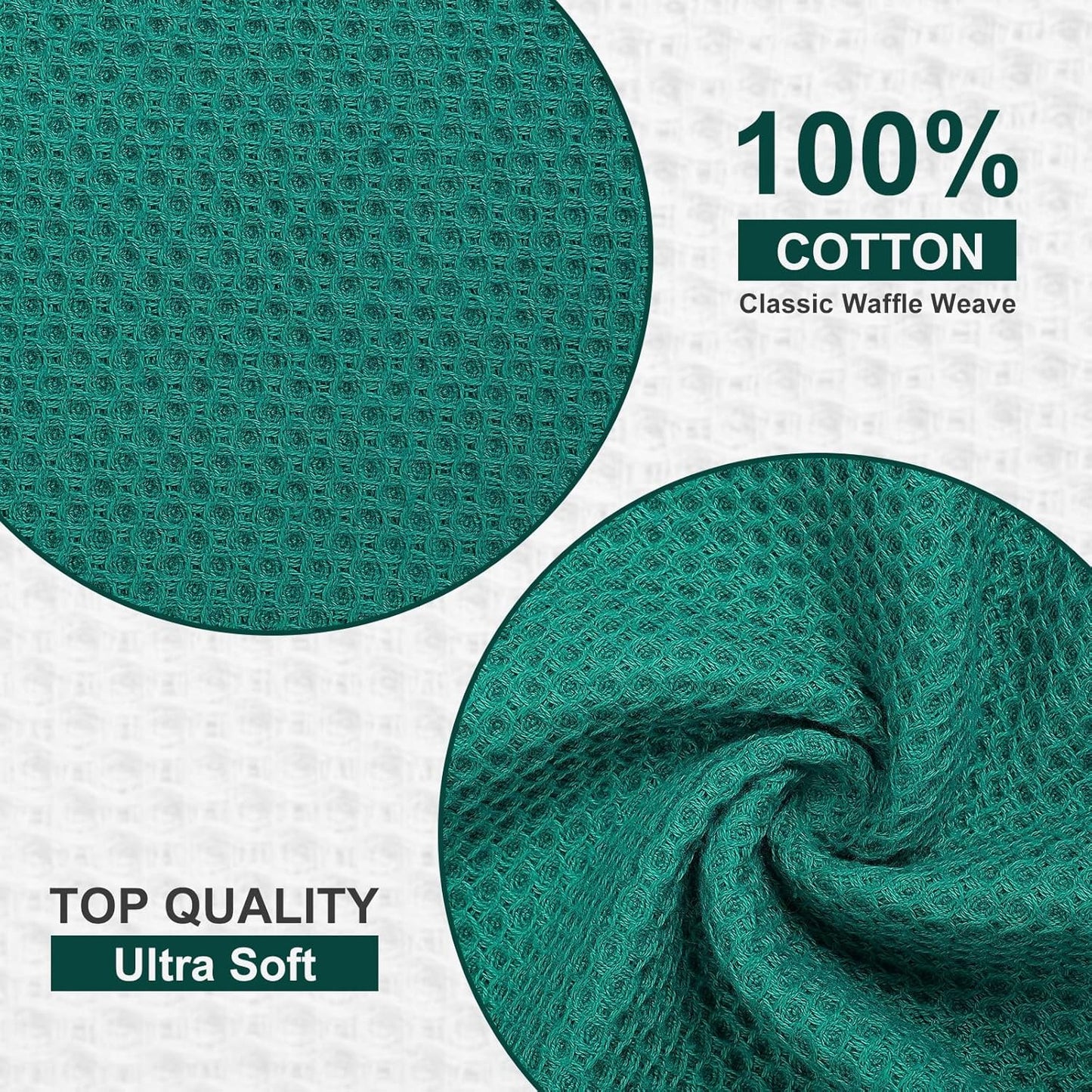 Kitinjoy 100% Cotton Kitchen Dish Cloths, 8 Pack Waffle Weave Ultra Soft Absorbent Dish Towels for Drying Dishes Quick Drying Kitchen Towels Dish Rags, 12 X 12 Inches, Teal