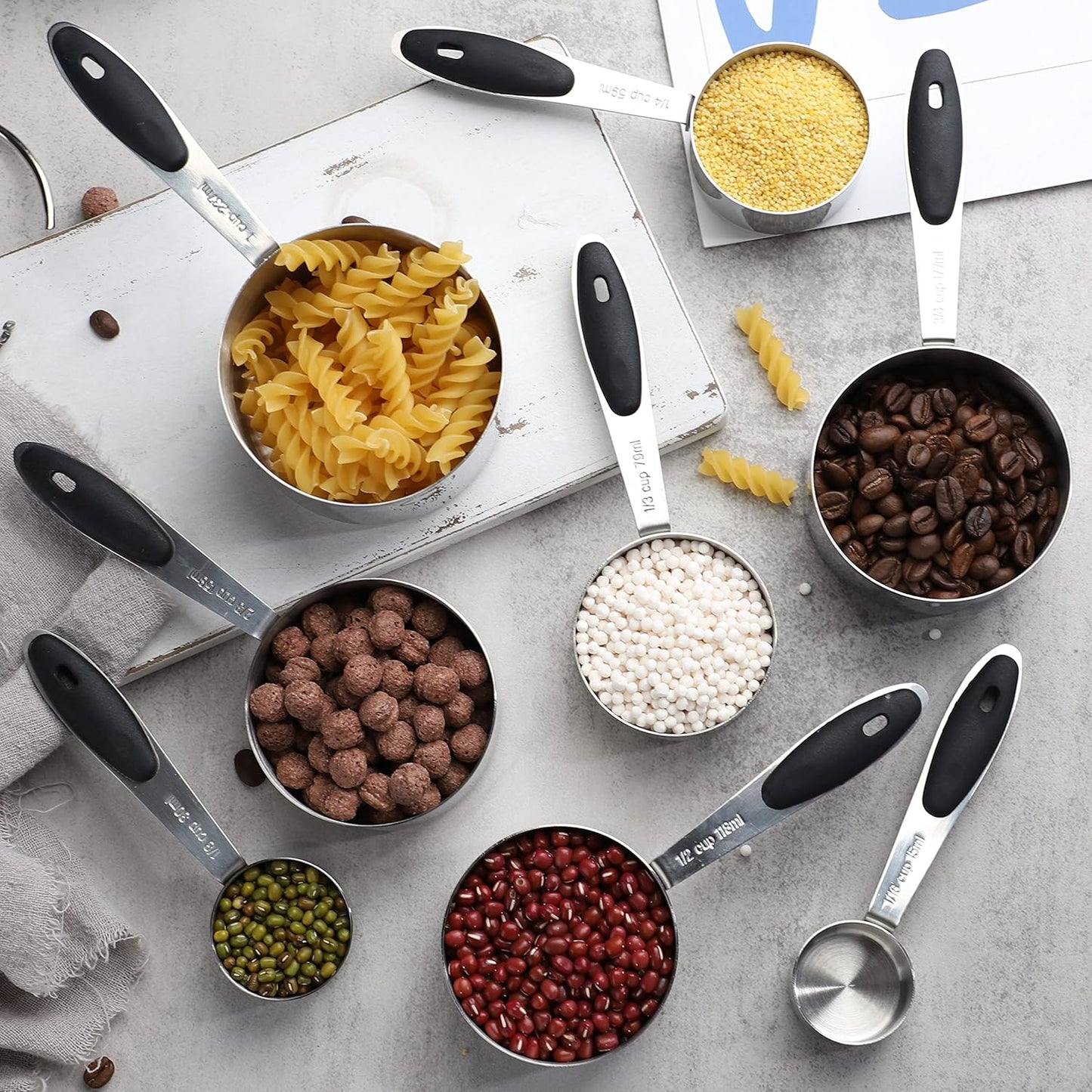 Measuring Cups Set of 8 Stainless Steel Measuring Cups for Dry and Liquid Ingredients