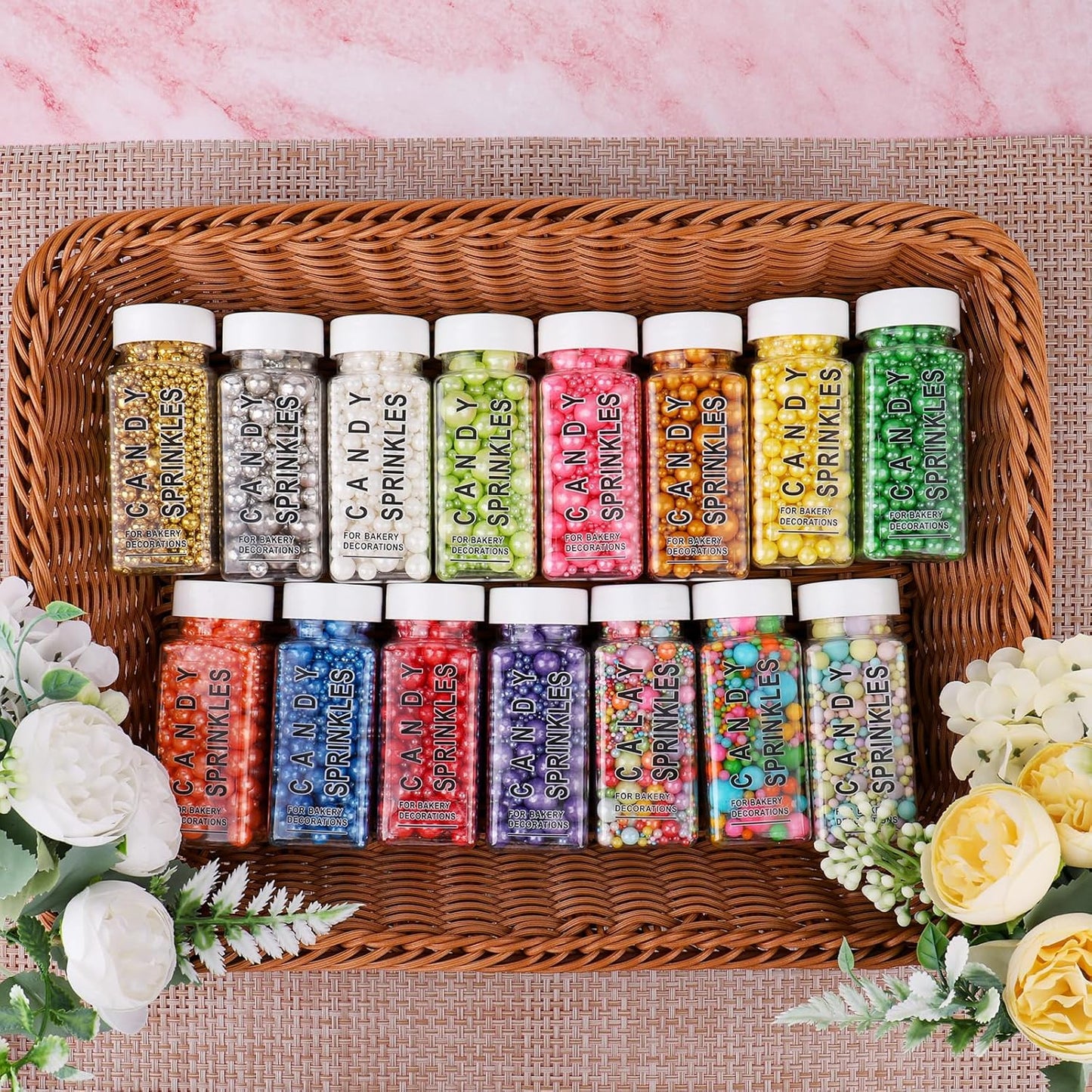 Pastel Pearl Sprinkles Cake Decorations, 6 Sizes Mix 4.6 oz Edible Sugar Sprinkles for Cupcake Cookies Ice Cream Donuts Dessert Baking Topping