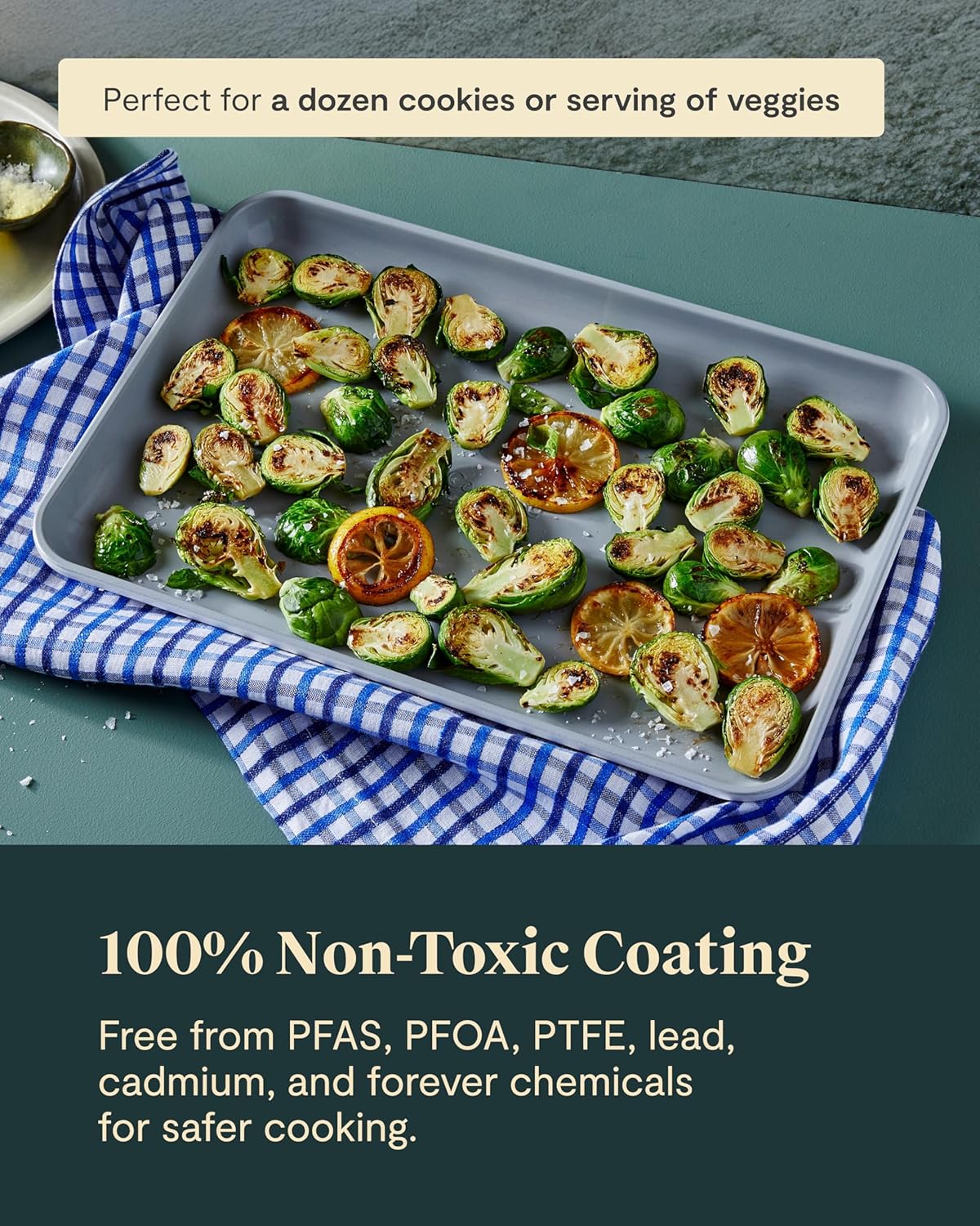 Caraway Non-Stick Ceramic Baking Sheet - Naturally Slick Ceramic Coating - Non-Toxic, PTFE & PFOA Free - Perfect for Baking, Roasting, and More - Medium (15" x 10") - Sage
