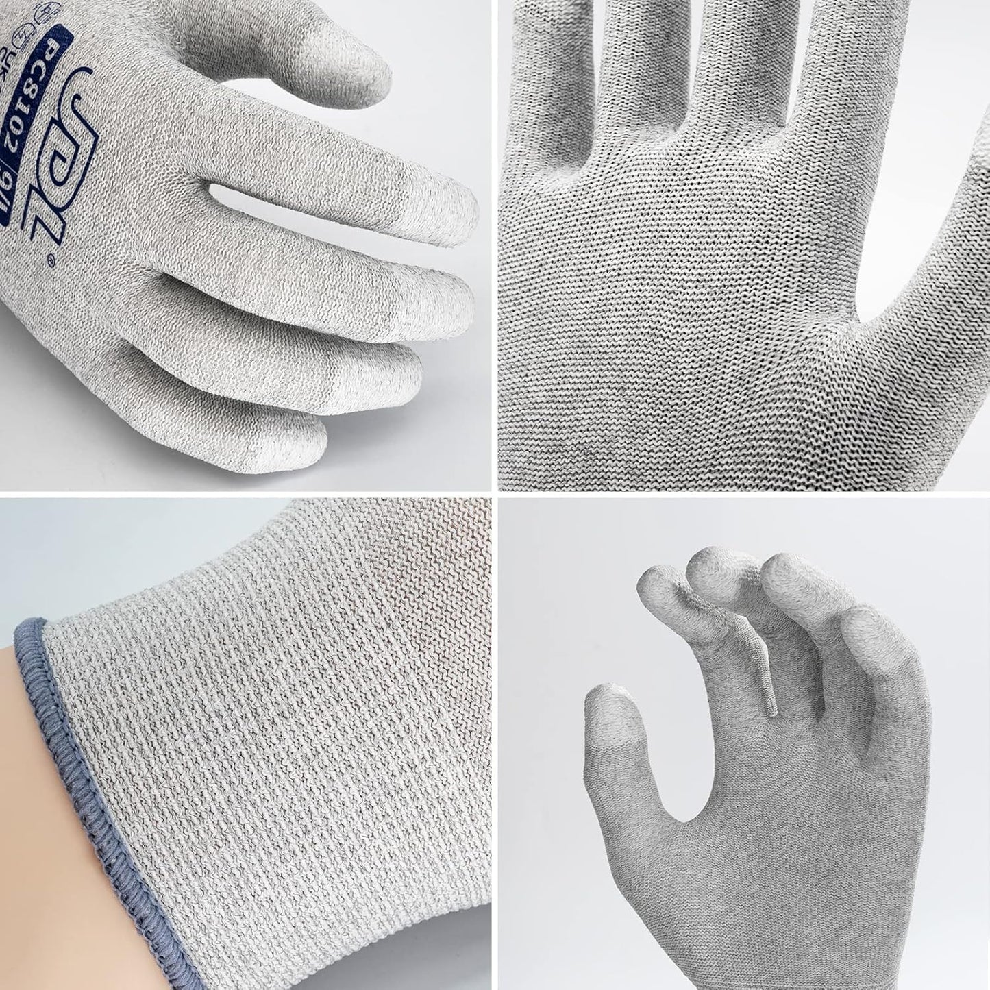 JDL ESD Work Gloves, Anti-Static Gloves for PC Building, 6 pairs, Computer Installation & Repair, High Resistance Carbon Fiber Gloves, X-Large