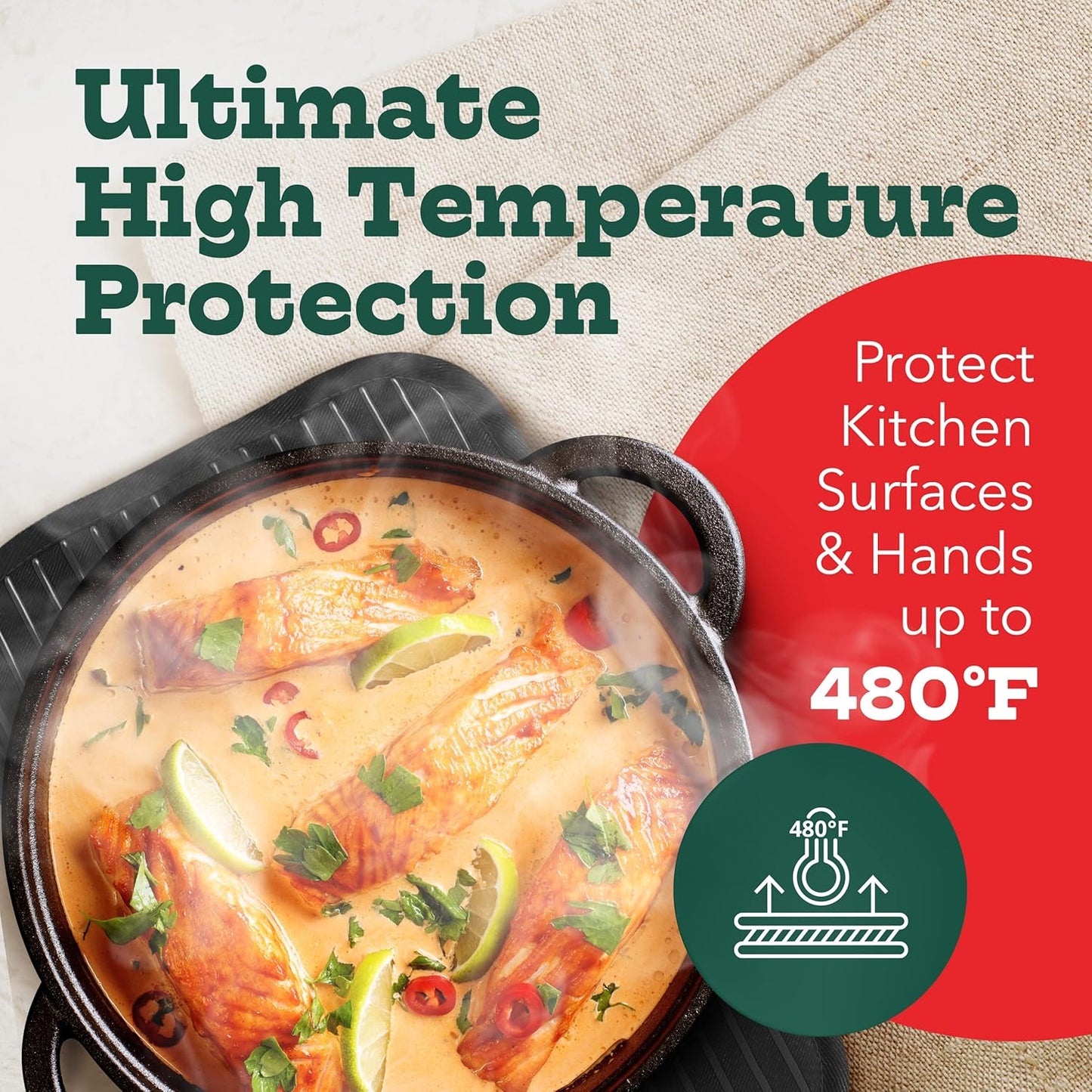 Big Red House - Silicone Pot Holders- Set of 2 Black- 10x3- Heat Resistant Kitchen Protectors for Hot Pans and Baking Professional Grade Cooking Mitts