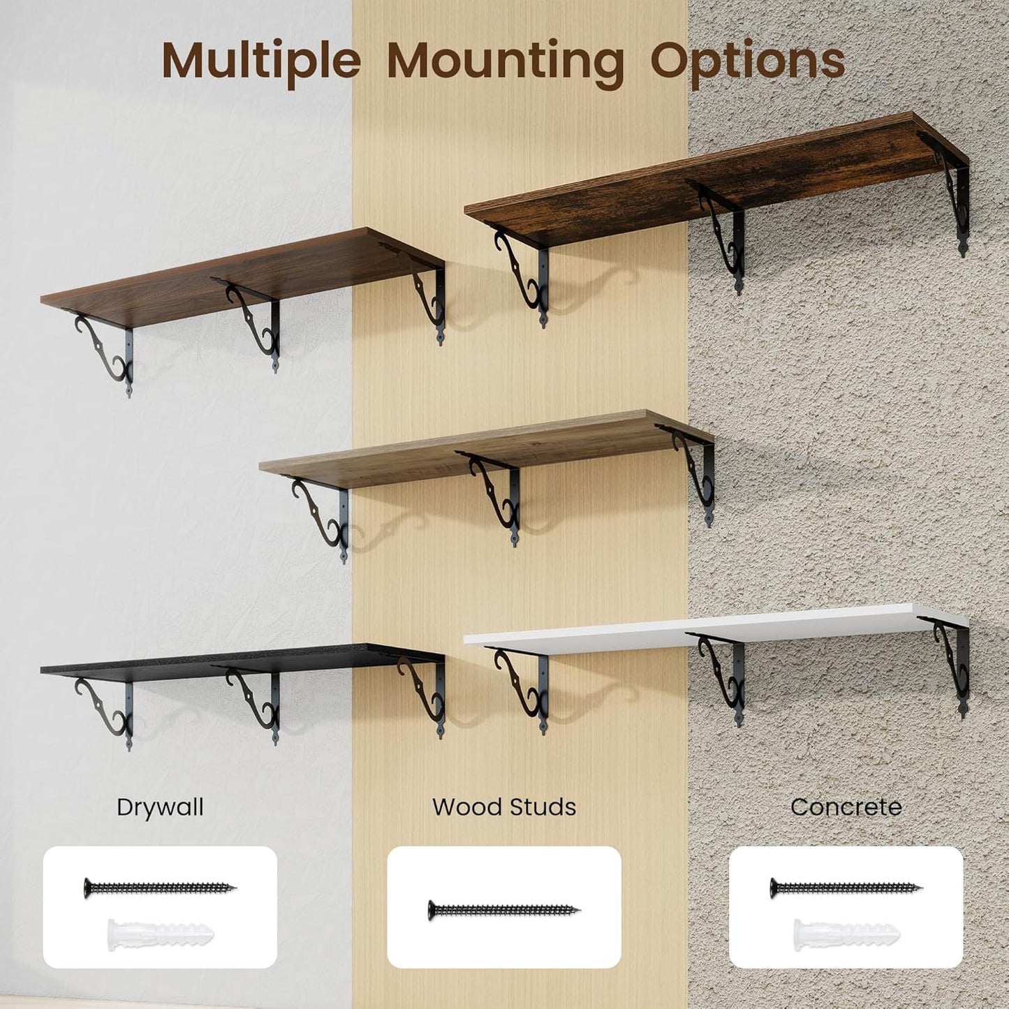 RICHFOCUS 12 Inch Deep Floating Shelves for Wall, 39" W x 12" D Wood Wall Shelves Set of 2, Wide Floating Shelves for Living Room, Bedroom, Kitchen, Bathroom and Decor Storage, Walnut