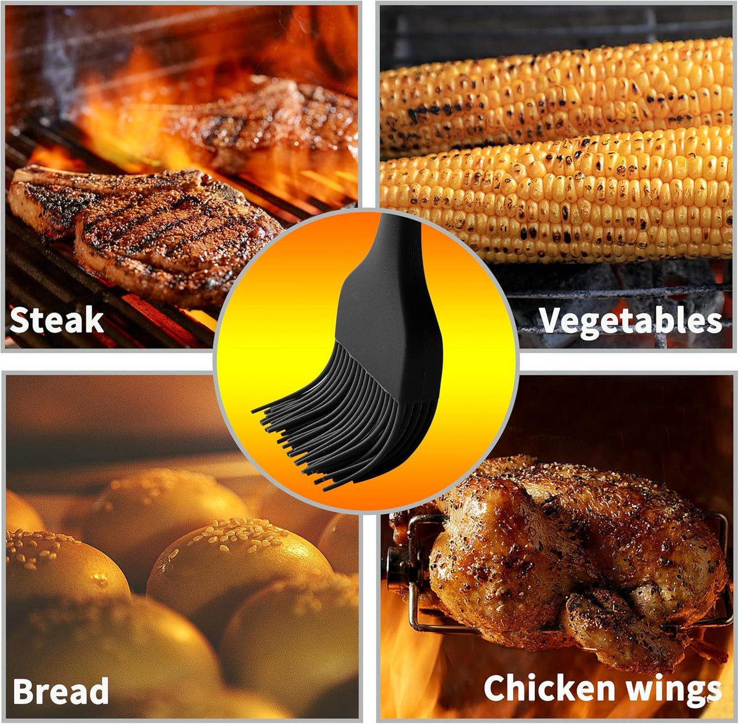 2PCS Silicone Basting Pastry Brush, JJOO Heat Resistant Food Cooking Brush for Oil, Sauce, Baking, BBQ and Grill, BPA Free, Dishwasher Safe (2Pack, Black)